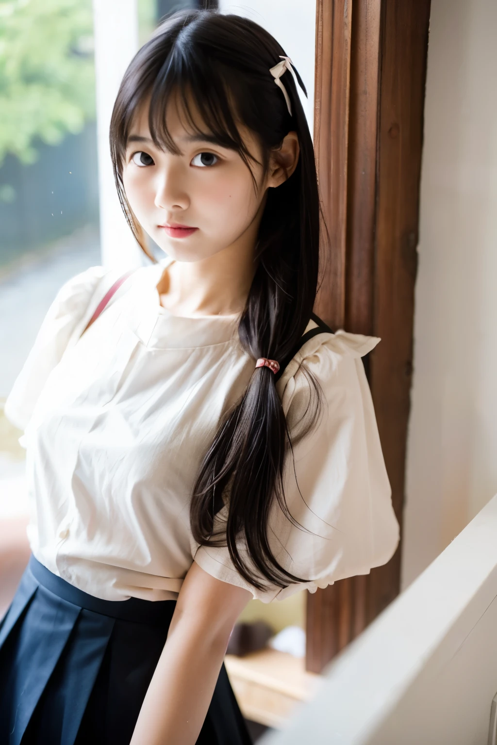 High quality、masutepiece、超A high resolution、(Photorealistic:1.4)、Akita Bijin、Fair skin、japanes、colourful clothes、skirt by the、doress、pumps、(Thin eyebrows:0.2)、(thin lipss:0.8)、(small nose:0.8)、Appearance without makeup、walk、cowboy  shot、(the perfect body:1.2)、(small nipple:0.7)、Akita City、By Michelangelo、ulzzang -6500-v1.1