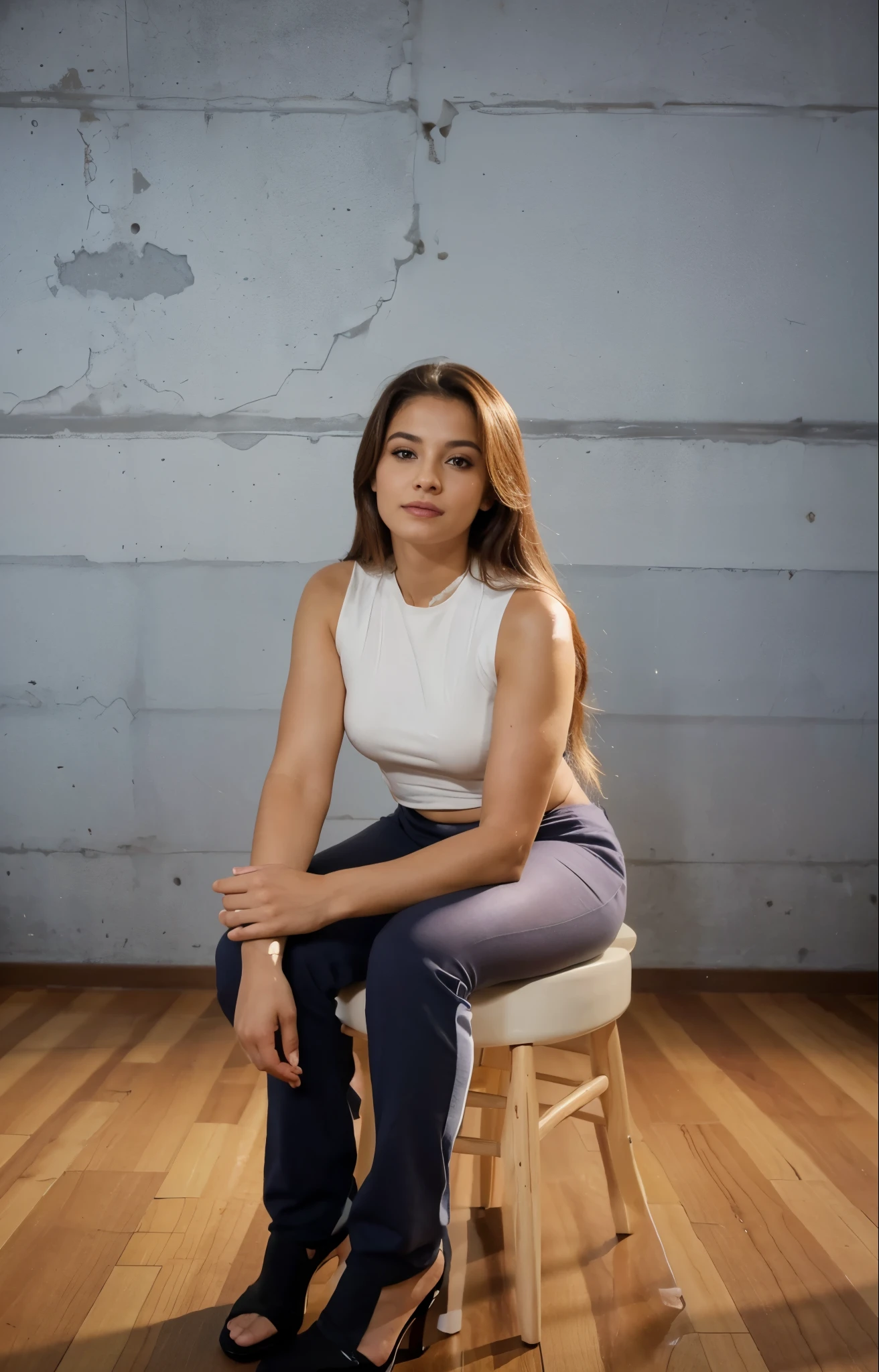 Uma Mulher sentada, in a photo studio, muito linda, sexy, sensual, bunda grande, pernas grossas