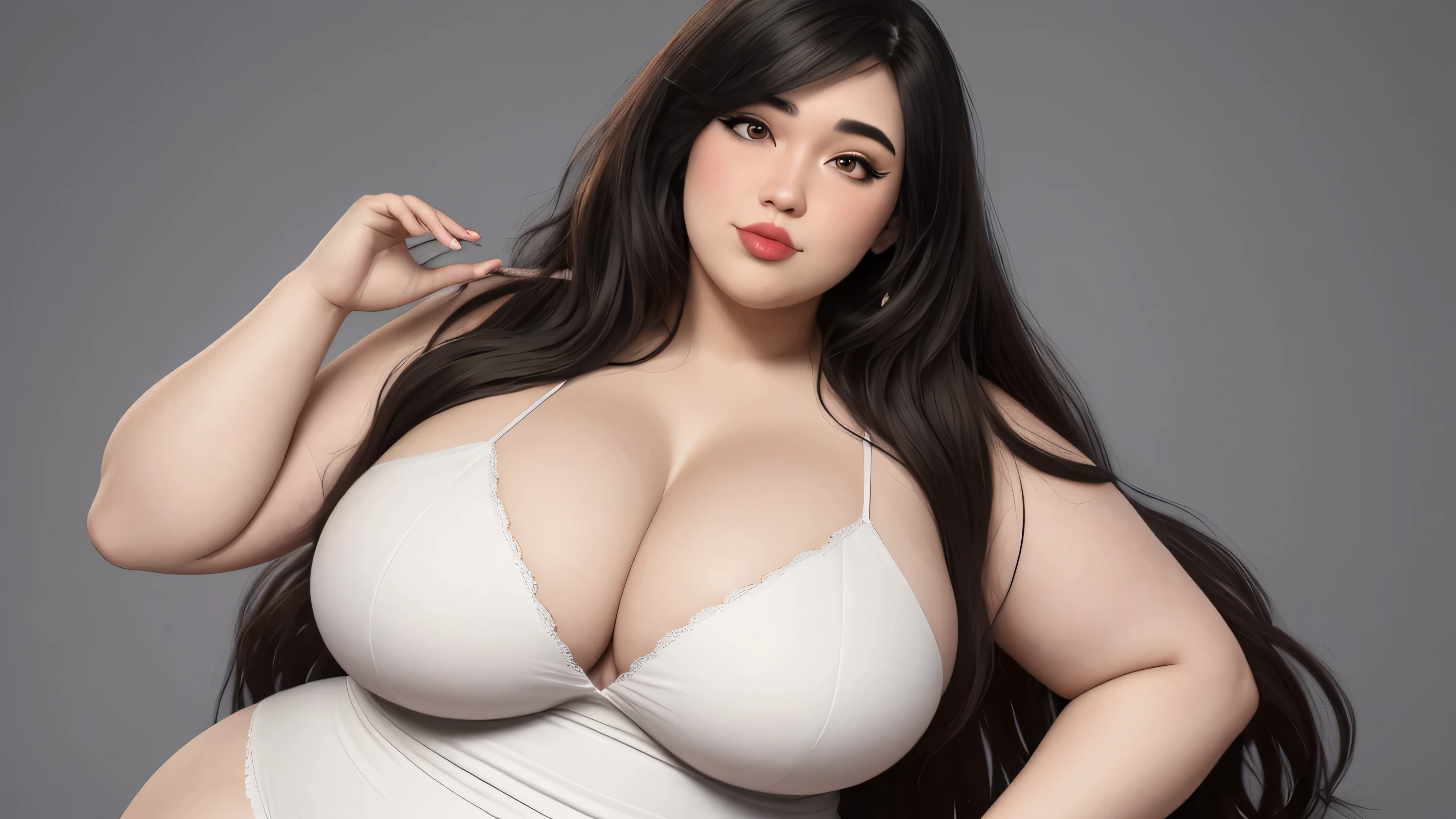 Mulher de 20 anos, bonitinho,
top branco, ombros nus,
cabelo preto, (fechar-se:0.8), Curvilínio, muito gorda, quadris largos, enorme, coxas grossas e macias, muito gordo flabby arms, Realistic lighting, alto detalhe, Rosto detalhado, sombreamento realista, rolos de gordura, tamanho enorme, seios gigantescos e enormes transbordando de gordura, decote enorme, pesado, mais tamanho, everything is fat, textura macia, lindos olhos grandes, semi-realista, dynamic angle, pattern clothes, muito gordo, Ssbbw, fat arms, muito gordo, immobile, 800 libras de peso, [Breastore gigante maior do que agora, e cada vez maior, queixo duplo, fat neck, barriga grande e pastosa, Chubby arms