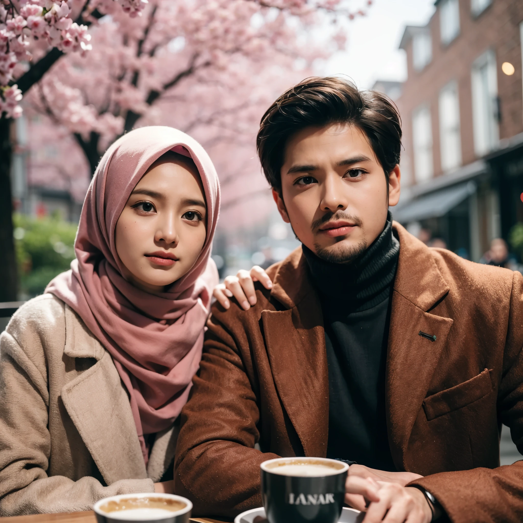 Seorang wanita sedang duduk bersama pria