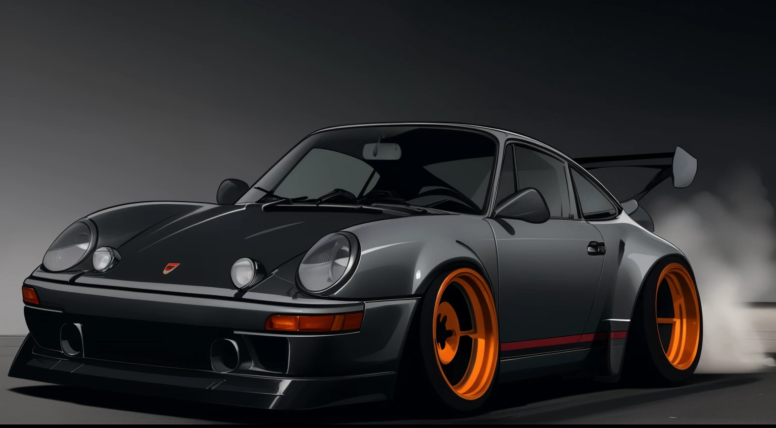 dark grey colored  Porsche 911 rwb rotting,wide bodykit, large wheels, high quality,