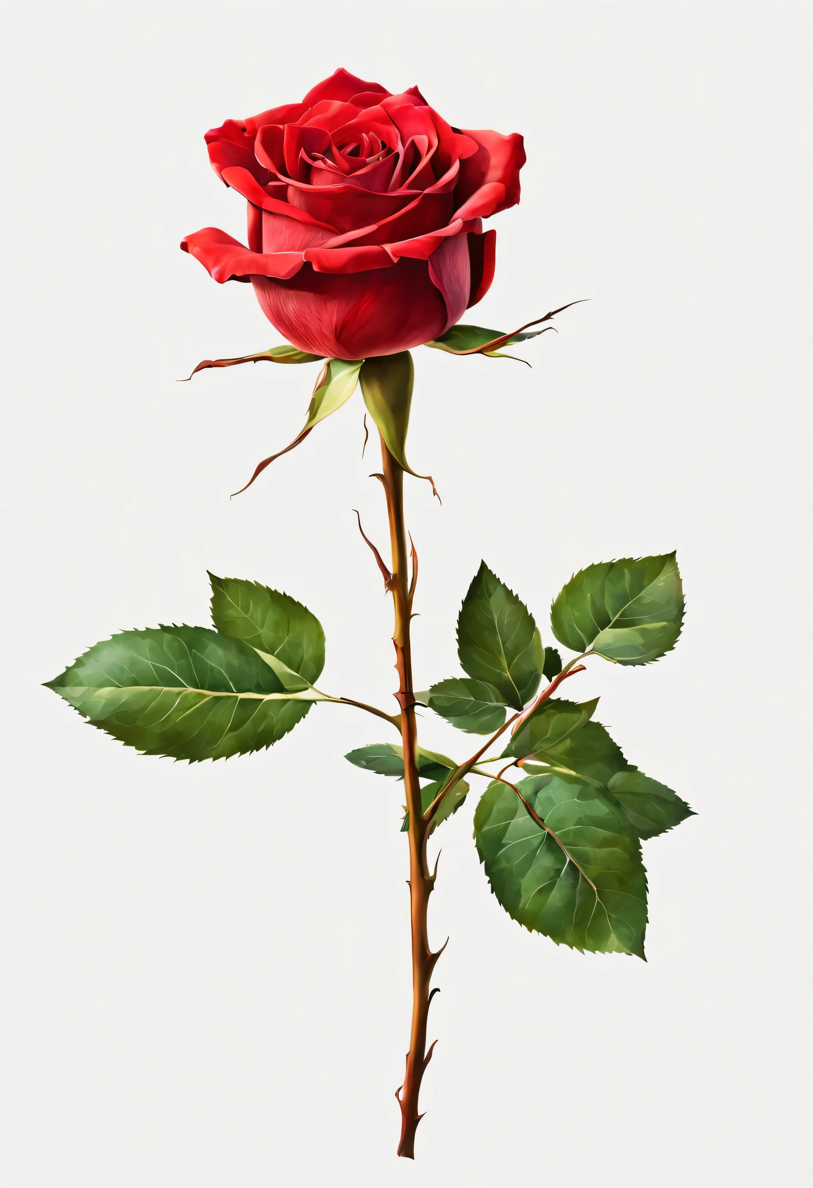 one red rose, art, vibrant, no background