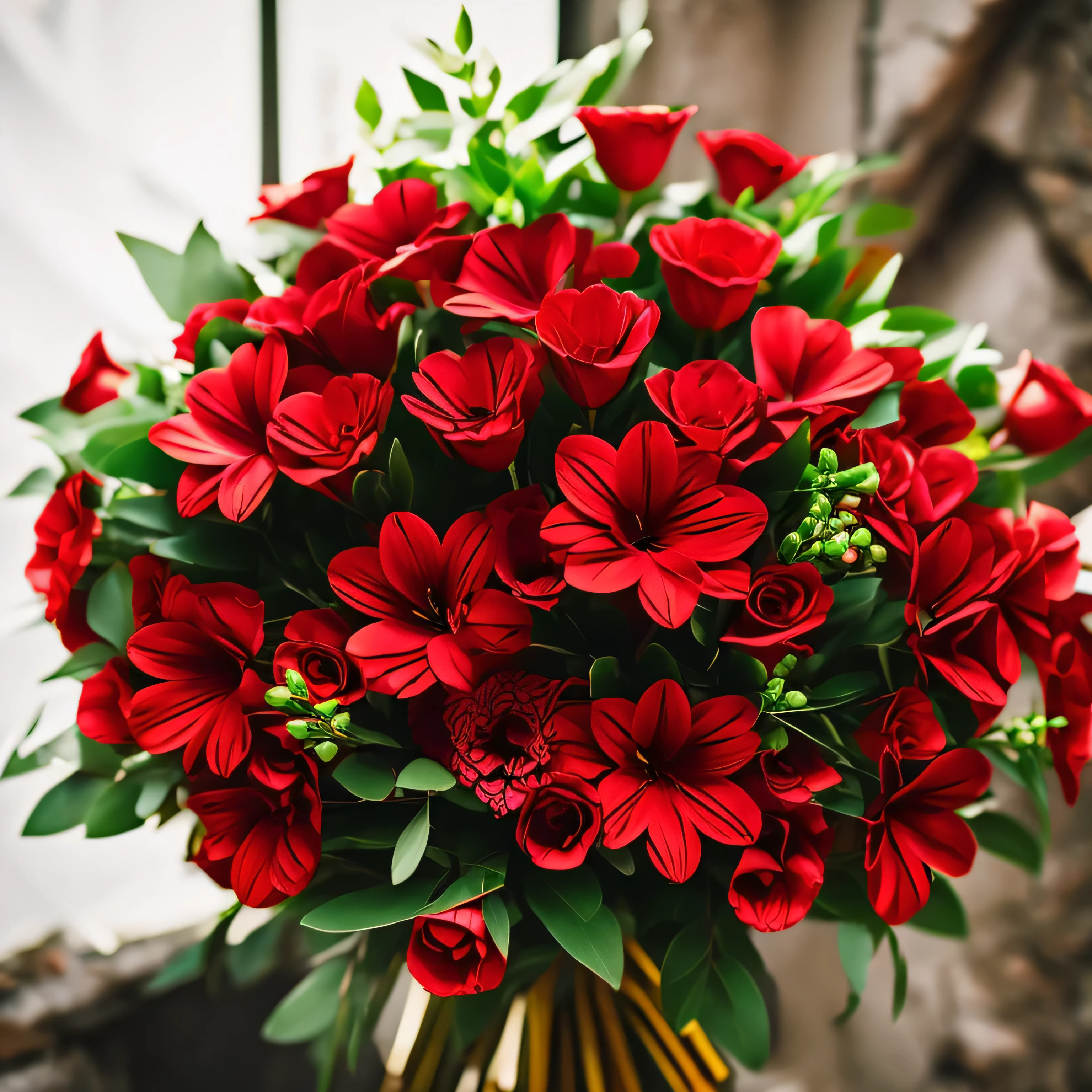 just a bouquet of red flowers