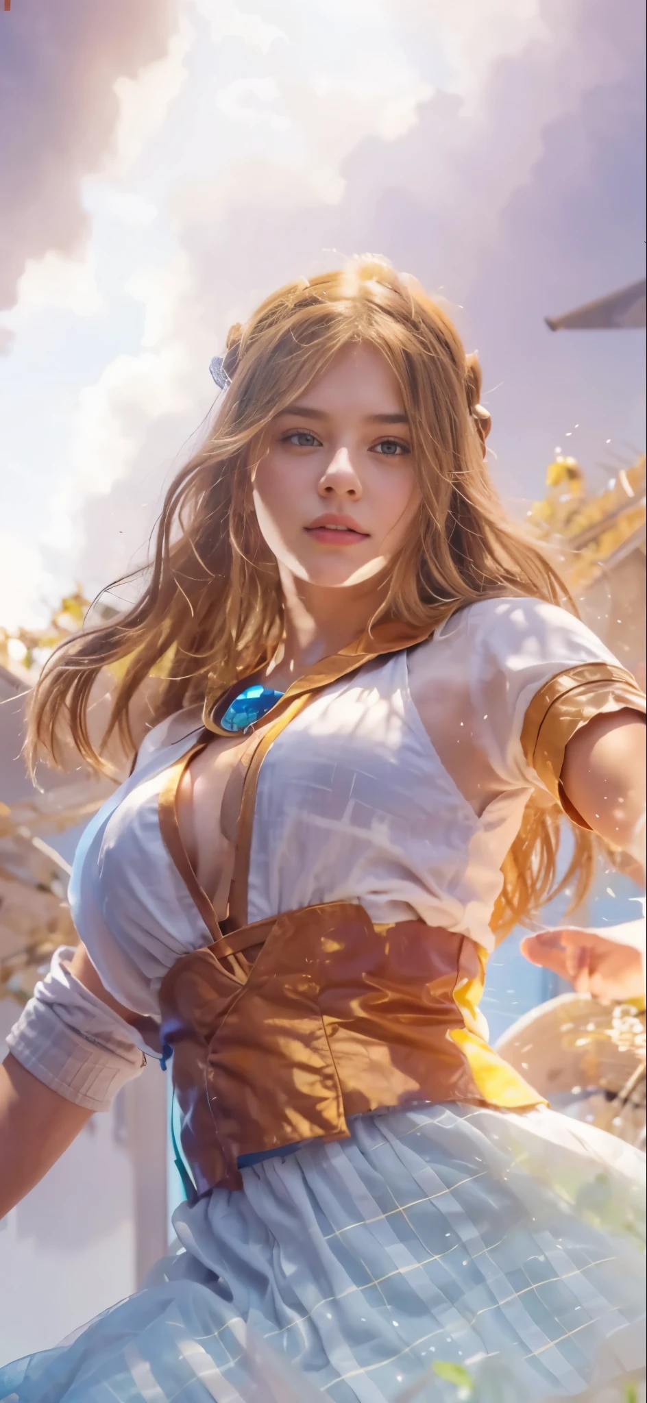 A girl, turn this image into realistic, the face should be exactly the same with reference image
