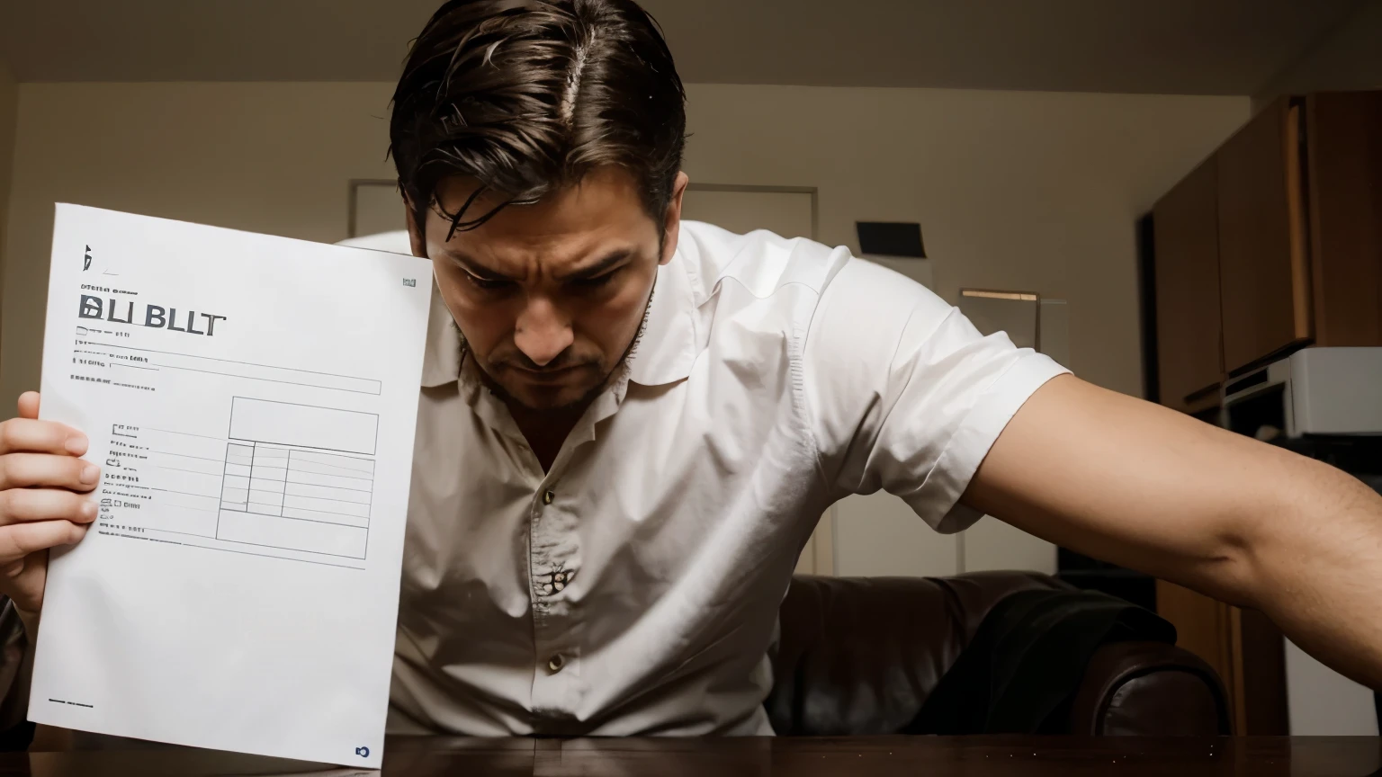 Man discouraged with end-of-month bills