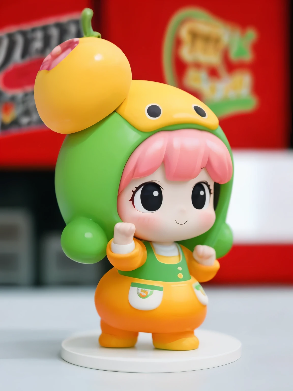 blindbox、Chibi girl acting on stage、wearing a cute fruit costume、Action with a smile、Take a photo from the side