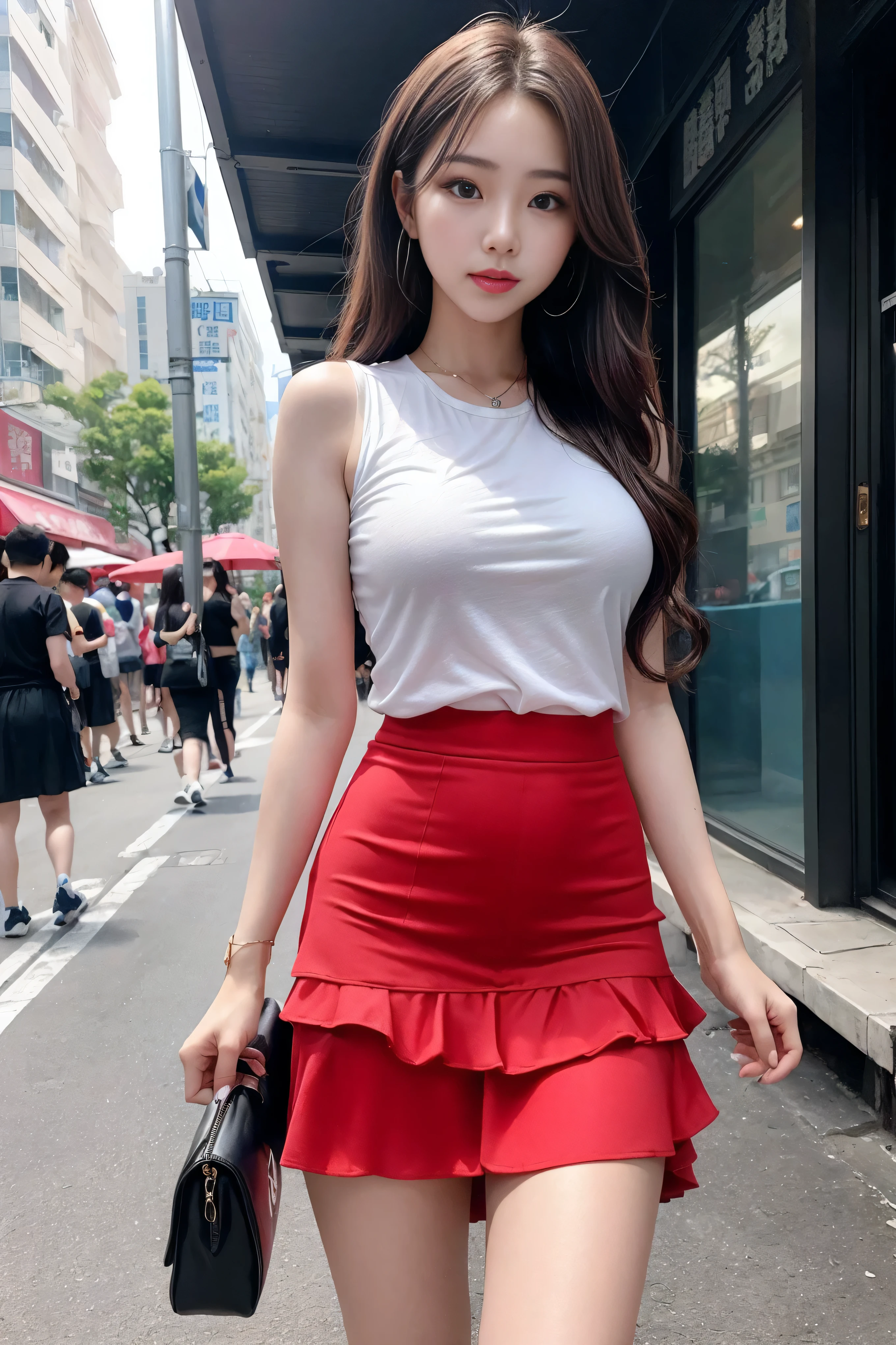 (quality),8k,(masterpiece:1.3),(1 girl:1.3),(in the name of mina),美丽of韩国女孩, kpop idol,美丽of女人与完美of身材:1.4,(Vest line,肌肉发达of手:1.2),((layered hairstyle, medium breasts:1.2)), ((view viewer)),(灿烂of笑容:1.3),(big ass),实际of,high resolution,高度详细of面部和皮肤纹理,现实of脸,original photo,((漂亮of脸蛋:1.5)),(美丽of女人:1.4),Perfect body example,,((The facial details are very rich)),Attention to detail,double eyelids,eye shadow enhancement,Attention to detail,professional lighting,灯Optics,锐利of焦点,((sporty style)),((Optics, 鲜艳of色彩、合身of T 恤,short skirt,((Lively,积极of,Livelyof大腿)),(of:1.3),Ultra-thin sports bar,hip-covering skirt,There are on the street,