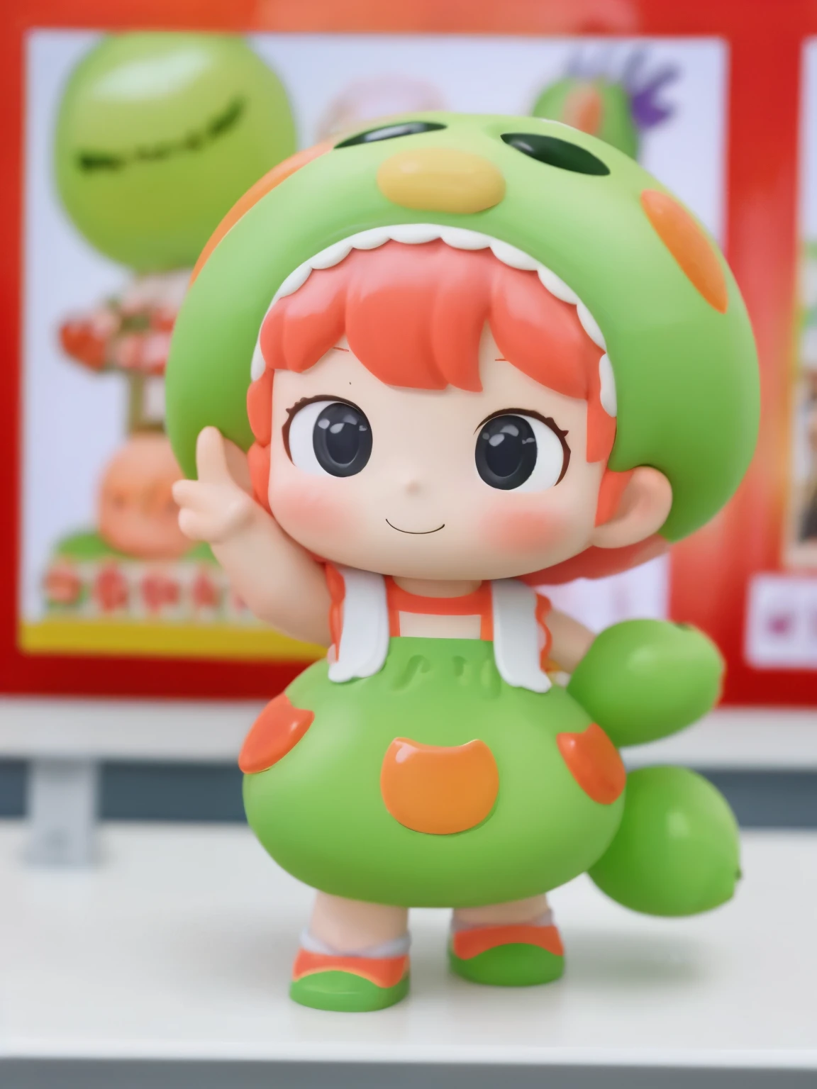 blindbox、Chibi girl acting on stage、wearing a cute fruit costume、Action with a smile、Take a photo from the side
