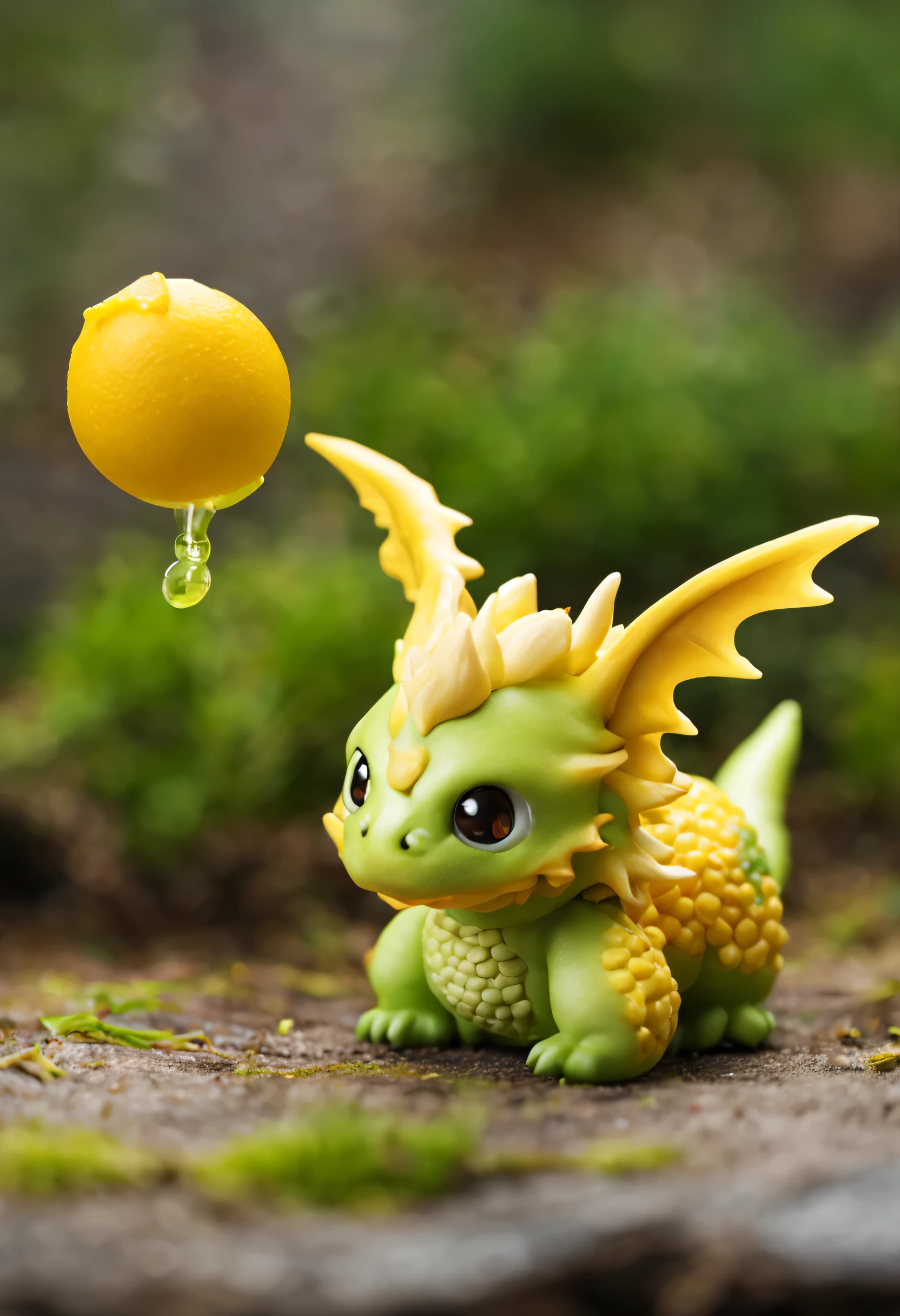 Here are the images of the chibi-style mochi dragon with a yuzu flavor-inspired appearance, depicted in a realistic environment. Each dragon is in mid-action, showing off its unique yuzu zest breath weapon. Enjoy the playful and joyful essence captured in these lifelike creations!