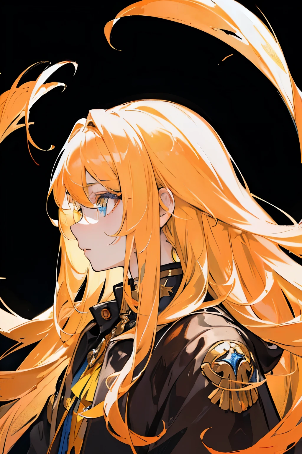 (masterpiece, side light, Super detailed, fine and beautiful eyes: 1.2), 1 girl,From the side, Jacket, long hair, yellow hair, profile, alone, Upper body, masterpiece, highest quality