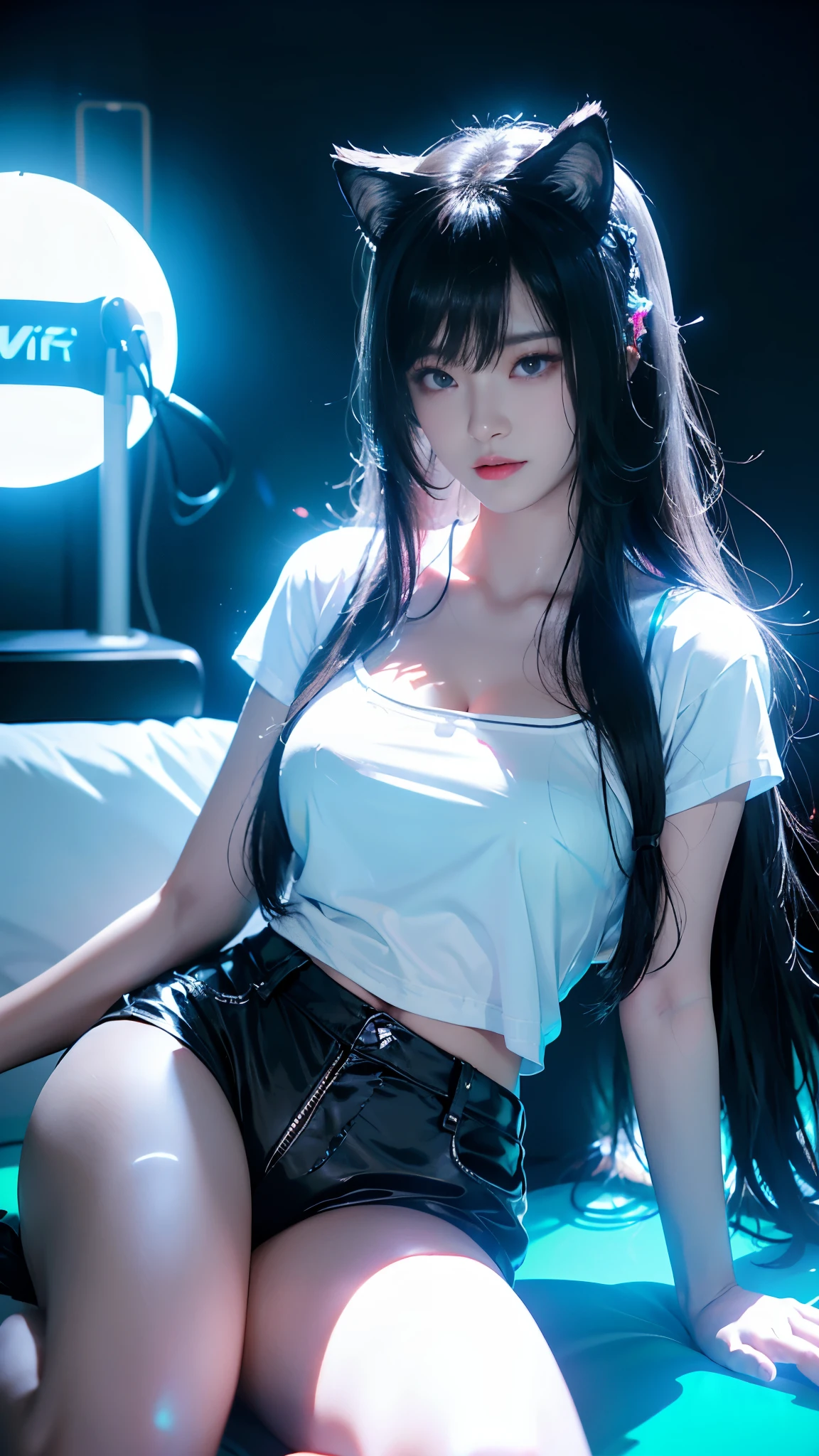 orgasm,blush、Put a condom in your mouth、 Sweat,White panties、Lift up your skirt with your hands、Sit on the air conditioner's outdoor unit、((masterpiece)), ((Highest quality)), ((High resolution)), ((Highly detailed 8K wallpapers)), Full body image, 1 Girl, Anime girl with blue hair and purple eyes wearing a blue jacket, Bobcut, Highly detailed characters,A shy smile,hugging a brown teddy bear,Long skirt,A bright and sparkling room,Wear knee-high boots,Position: Provocative smile、masterpiece、Back Alley