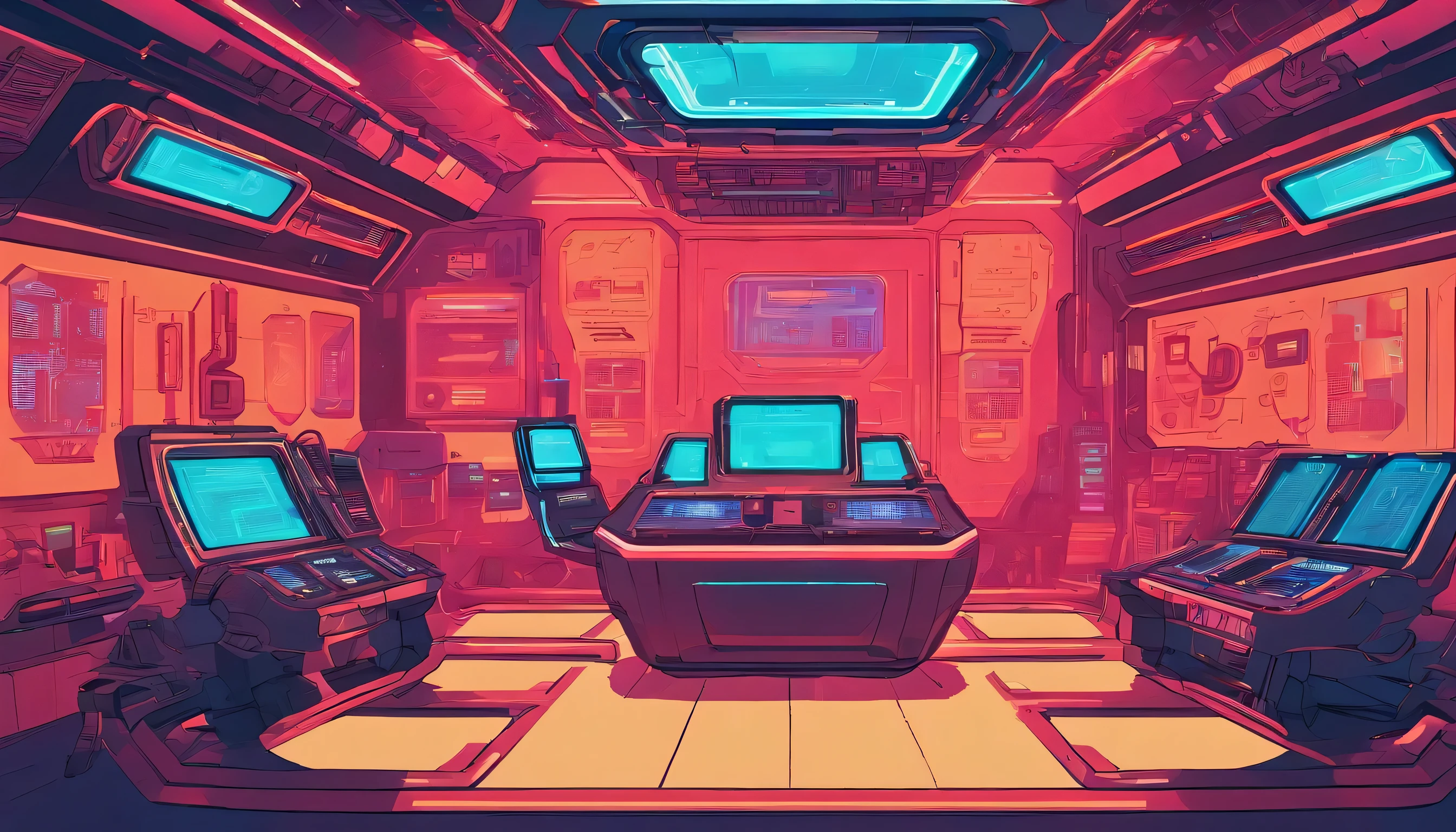 Dentro de uma sala de controle de nave espacial, um console de design complexo brilha com luzes pulsantes, surrounded by elegant metal panels and advanced technology. The room is bathed in a soft blue tone, creating an atmosphere of focused introspection. A cadeira no centro da sala, where the captain normally sat, is adorned with high-tech straps and harnesses, ready for intense browsing. The room exudes a feeling of immense power and control, with every detail meticulously crafted in 8k resolution to showcase the perfect combination of technology and aesthetics. Multiple screens display real-time data in clear detail, and occasional flashing warning lights add a sense of