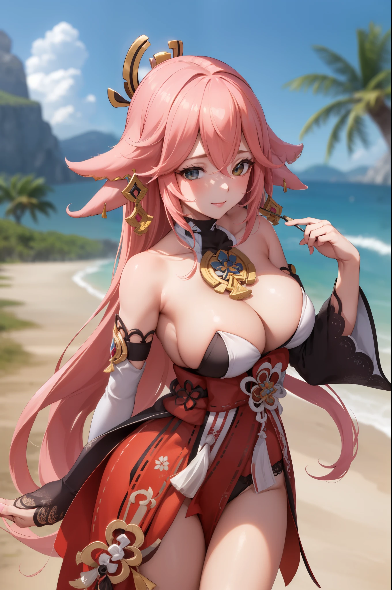 ((A melhor qualidade)), ((Obra-prima)), (Detalhado), Rosto perfeito, sexy, Atraente, ((4k)), peitos grandes, Yae Miko