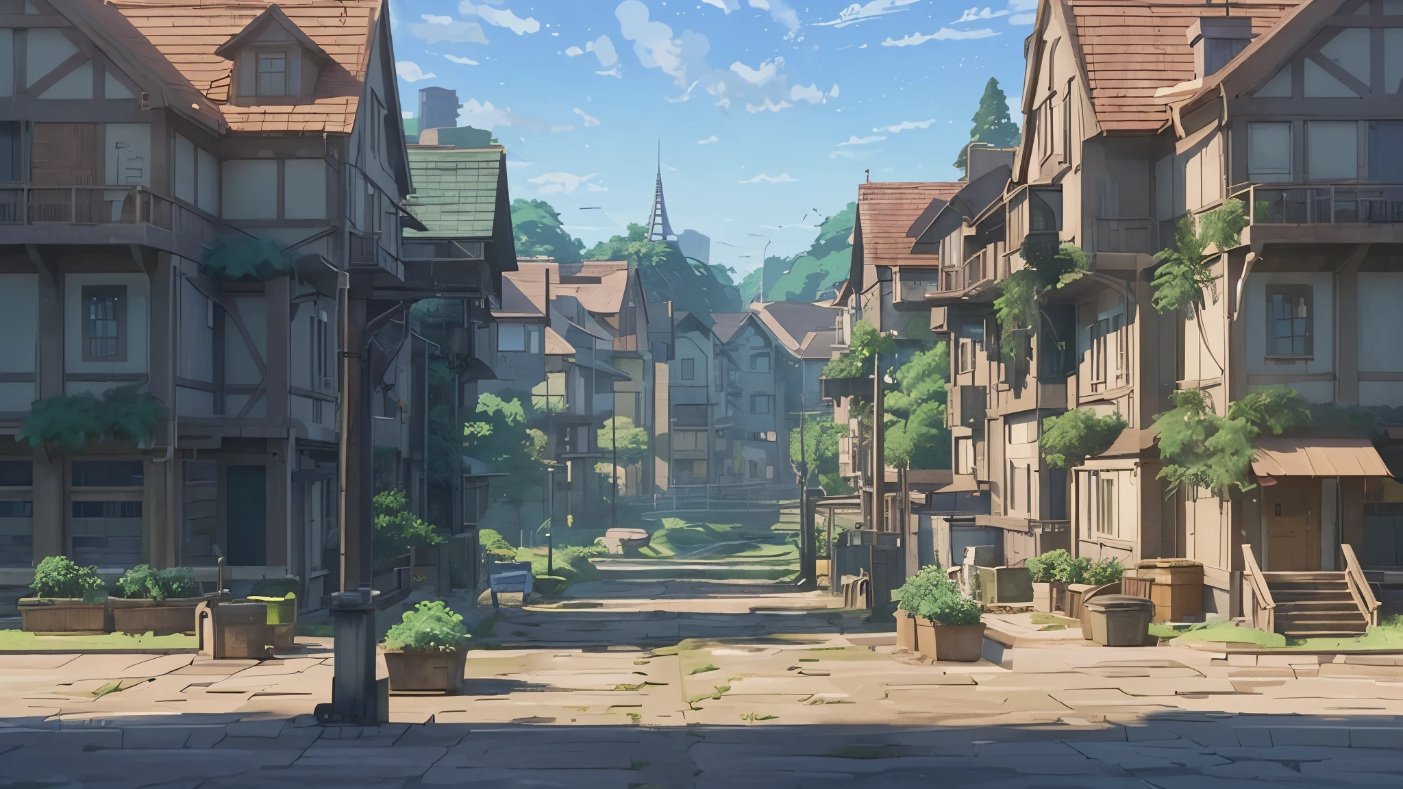 rural, background animation, cityscape, ghibli style, makoto shinkai