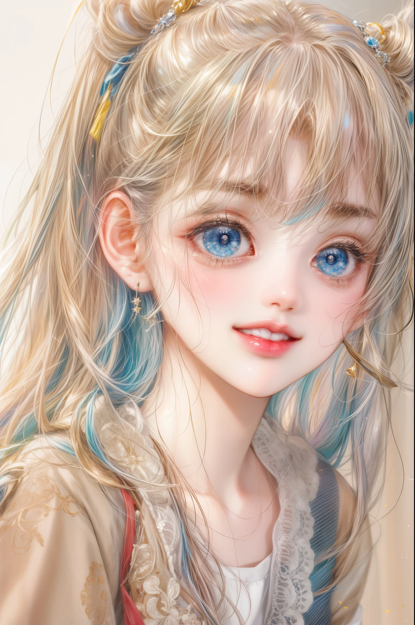 masterpiece, best quality, close-up,(1girl), usagi tsukino character in their casual clothes, detailed face, happy,  face focus, big eyes, anime eyes