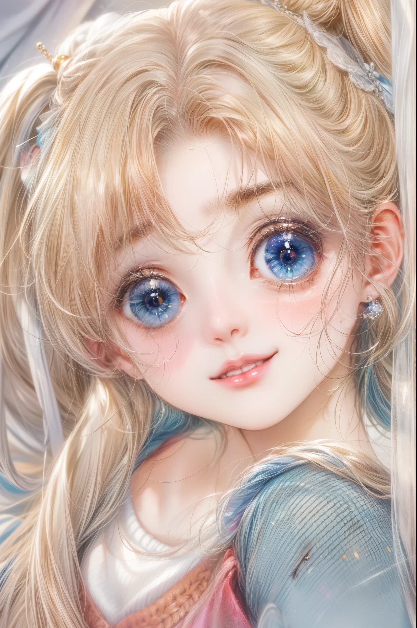 masterpiece, best quality, close-up,(1girl), usagi tsukino character in their casual clothes, detailed face, happy, face focus, big eyes, anime eyes