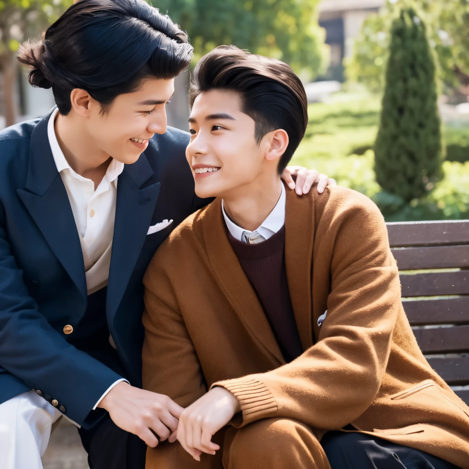 A young man and a dandy old man、do good things