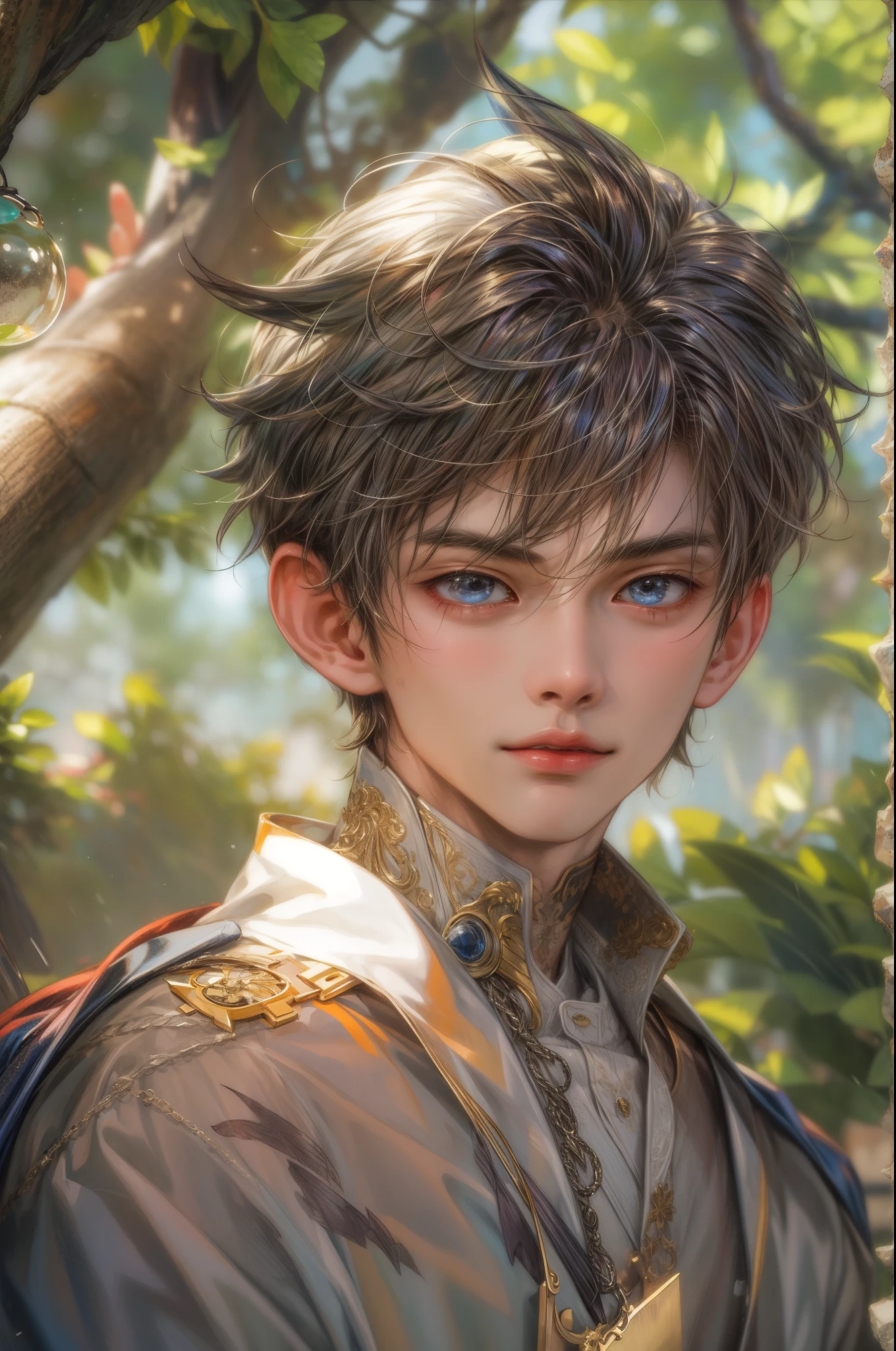 masterpiece, best quality, half body shot of a boy, young handsome boy, character from Marvel, detailed face, face focus, anime eyes, detailed scenery bg