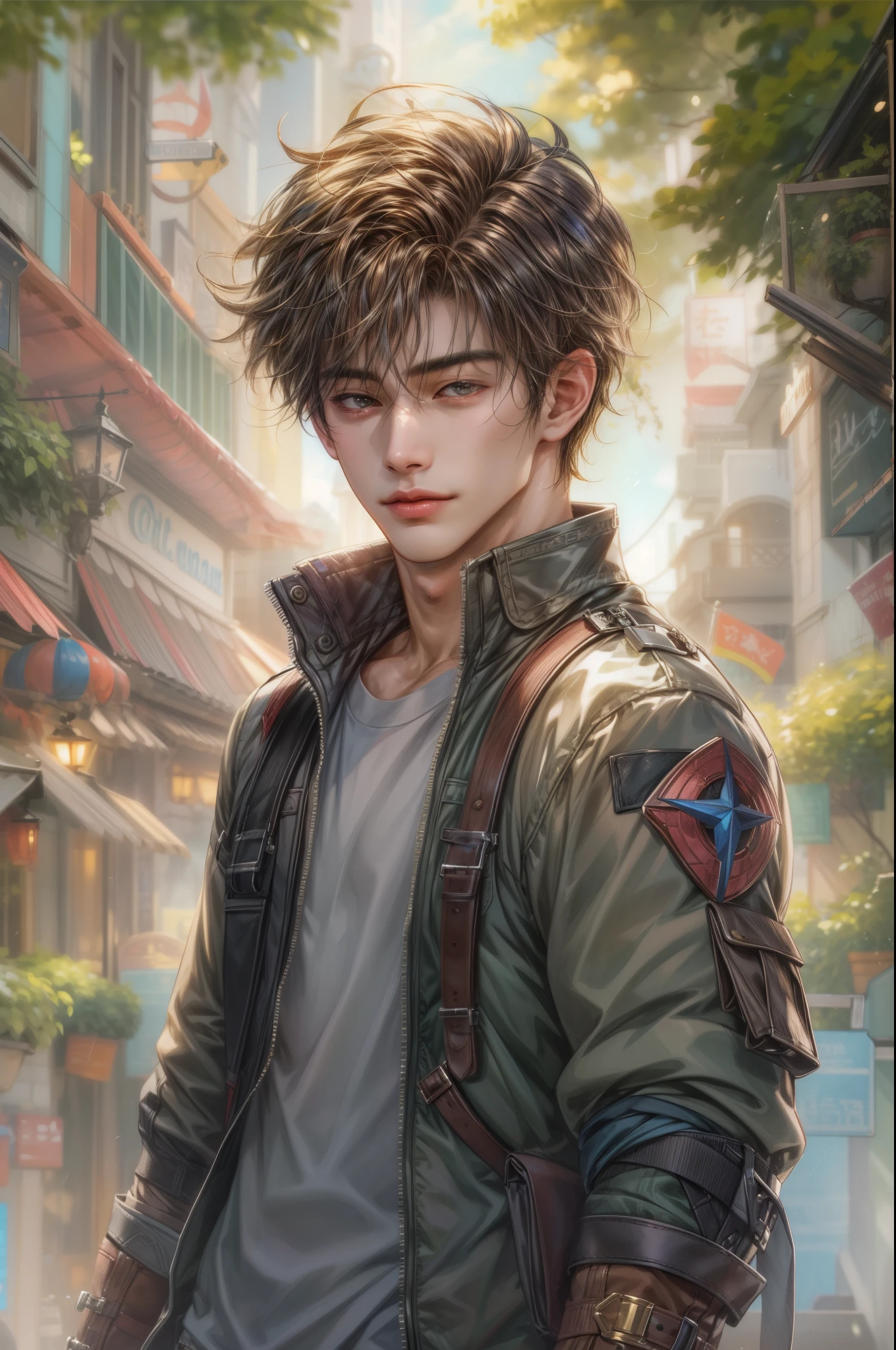 masterpiece, best quality, half body picture of 1 boy, young handsome boy, character from Marvel, handsome face, detailed scenery bg