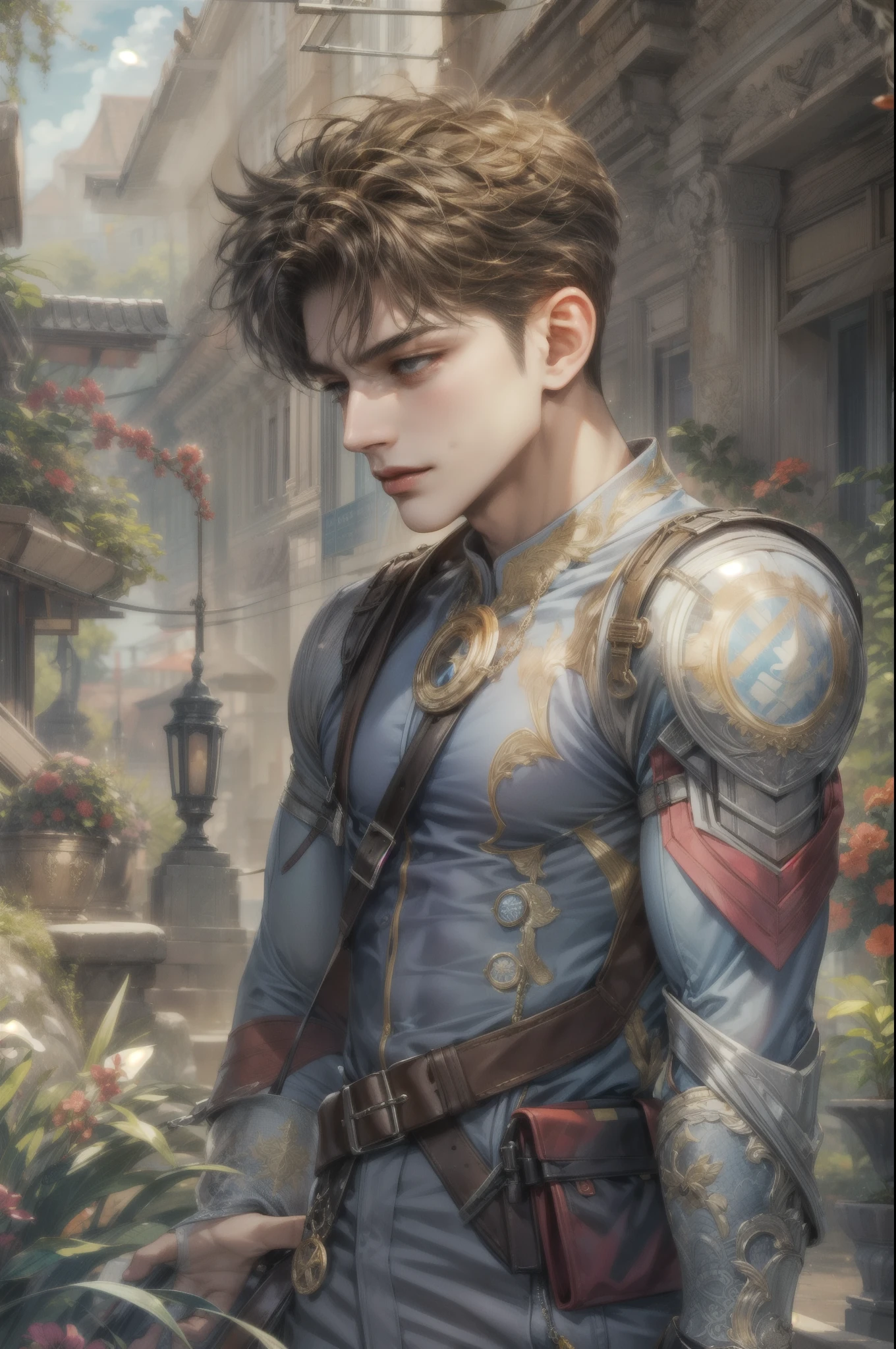 masterpiece, best quality, half body picture of 1 boy, young handsome boy, character from Marvel, handsome face, detailed scenery bg