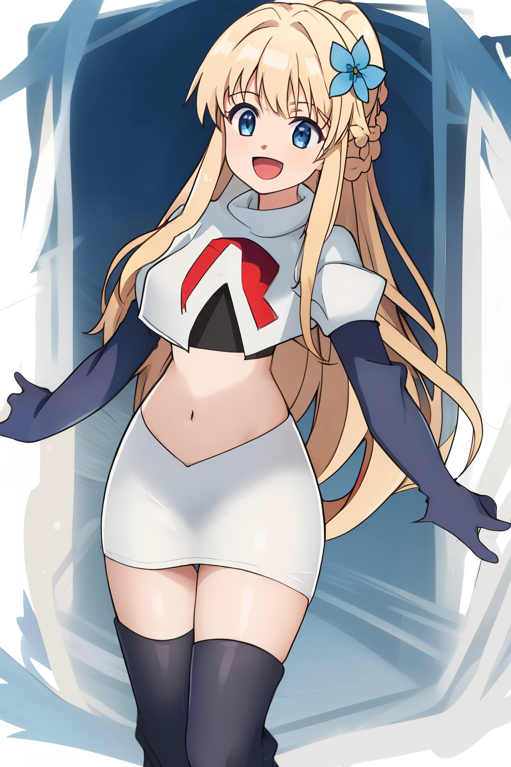 Adult woman, cabelos pretos longos, rabo de cavalo alto, olhos vermelhos, quimono vermelho, barriga aberta, seios enormes, coxas abertas, sorriso, master part, Hiqualidade