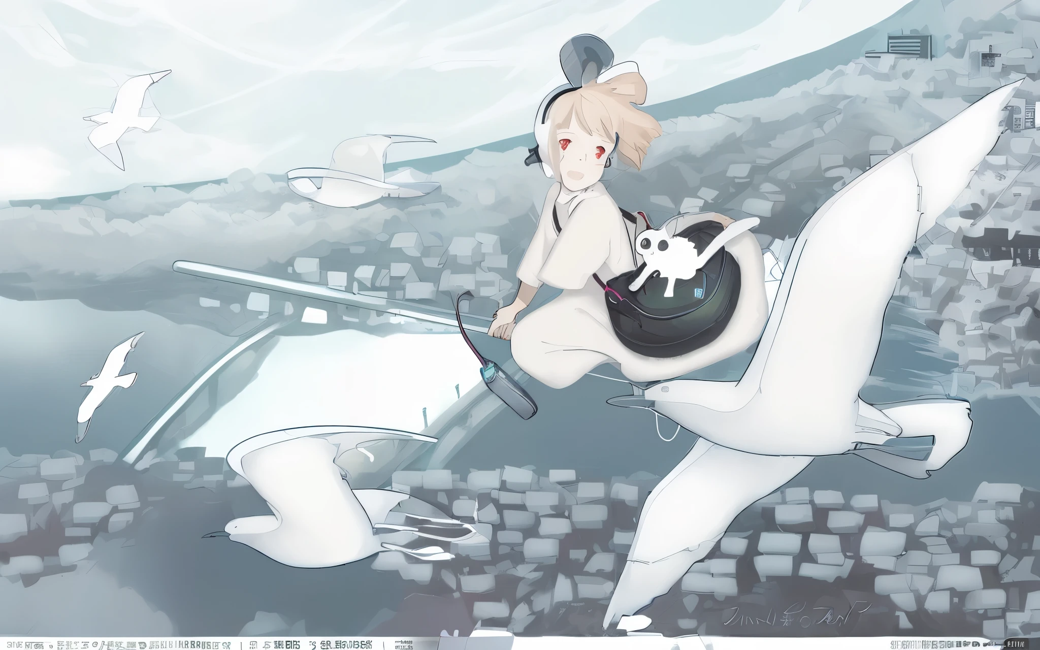 woman、Calm atmosphere、Listening to music with priority headphones、Winter、