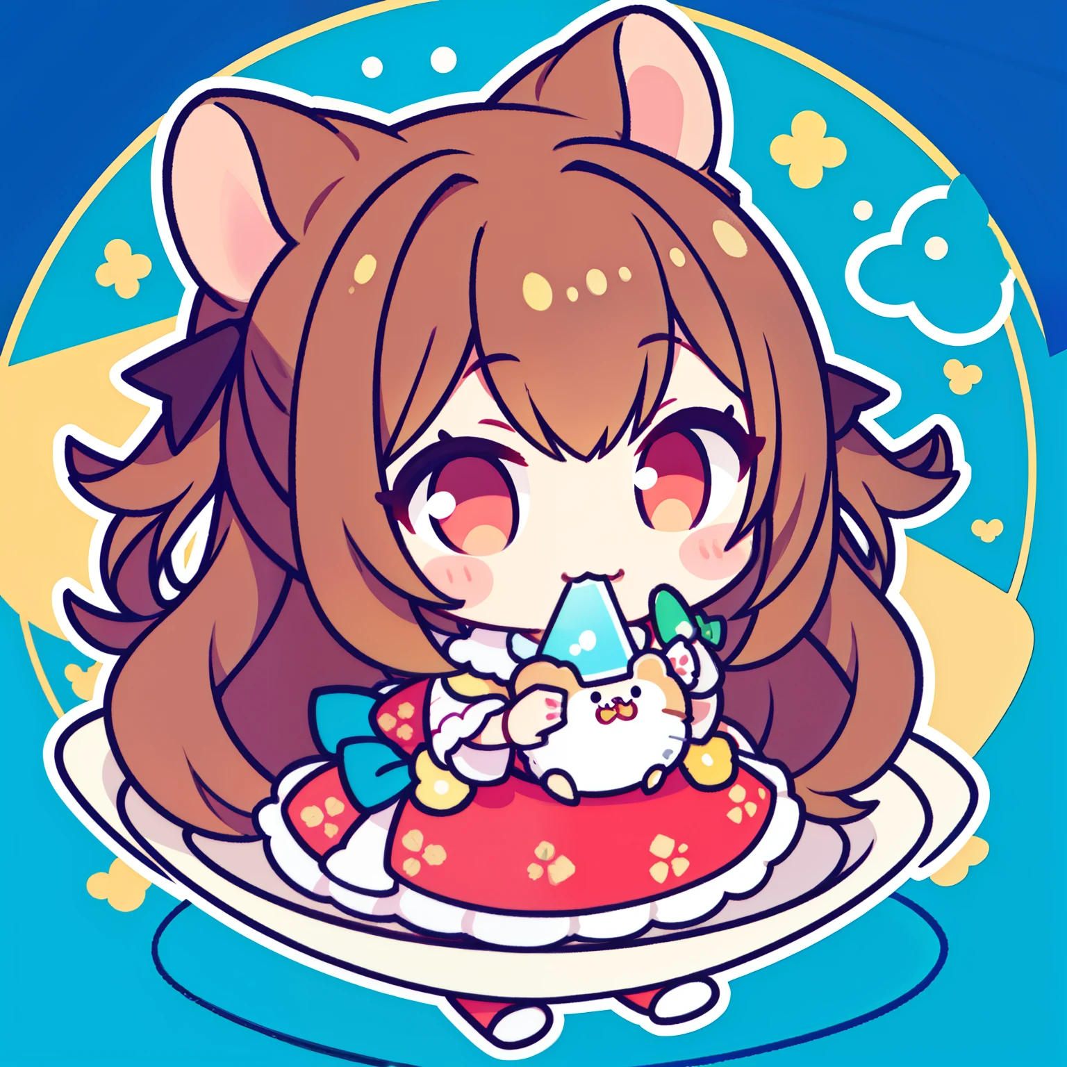 Cute lady hamster eating
