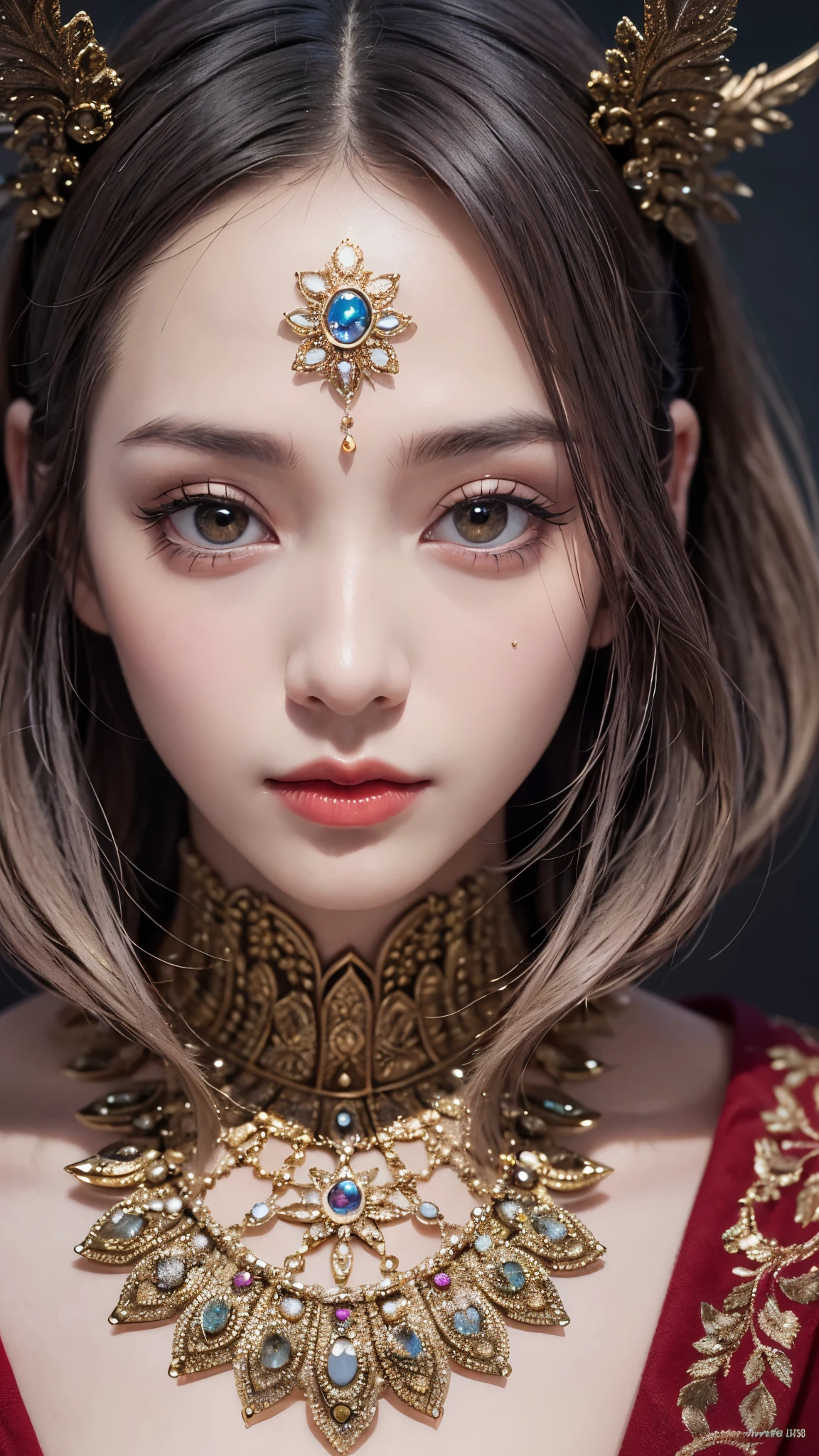 (masterpiece\_portrait, distinct, distinct\_image, highres, high\_resolution, high\_quality, high\_quality\_anime, super\_detail, hyper\_detail, ultra high definition, Super facial detail, face art, 알굴 make-up, pale face, red lips, forehead make-up, 눈 make-up, intricate pattern on face, 8k, 1\_person, face enlargement, Chinese makeup, Japanese anime makeover, exquisite make-up, art, art, painting on face, face art, Demon Slayer's Blade, Akaza, fixing your