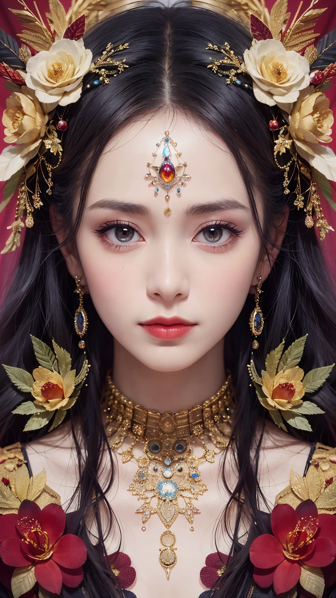 (masterpiece\_portrait, distinct, distinct\_image, highres, high\_resolution, high\_quality, high\_quality\_anime, super\_detail, hyper\_detail, ultra high definition, Super facial detail, face art, 알굴 make-up, pale face, red lips, forehead make-up, 눈 make-up, intricate pattern on face, 8k, 1\_person, face enlargement, Chinese makeup, Japanese anime makeover, exquisite make-up, art, art, painting on face, face art, Demon Slayer's Blade, Akaza, fixing your