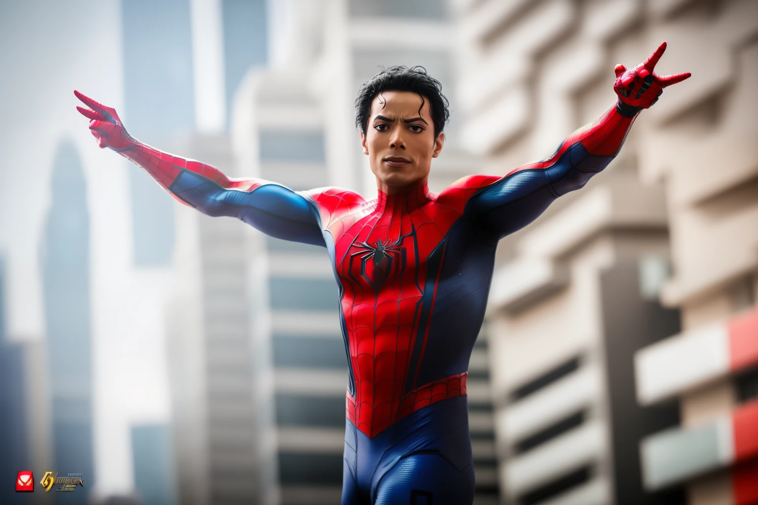 a close up of a person with a spider - man costume on, michael jackson as spiderman, dwayne johnson as spiderman, futuristic style spiderman, spiderman!!, spiderman, mohamed chahin, marvelous expression, inspired by Rudy Siswanto, in an action pose, hero, spiderman as terminator, spiderman as wolverine, fanart, jayison devadas, portrait of spiderman