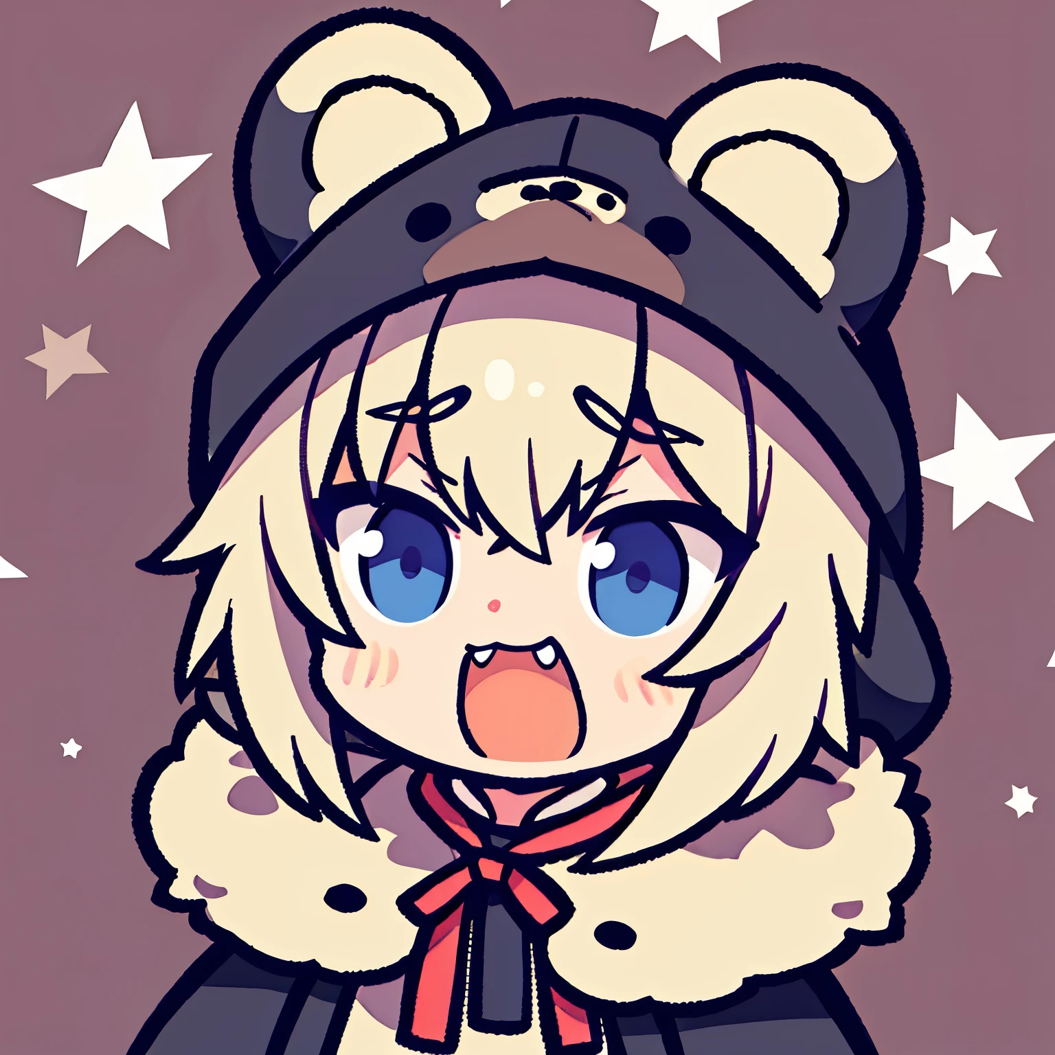 A boy who looks bad,Wearing a bear hood,make faces,cartoon style