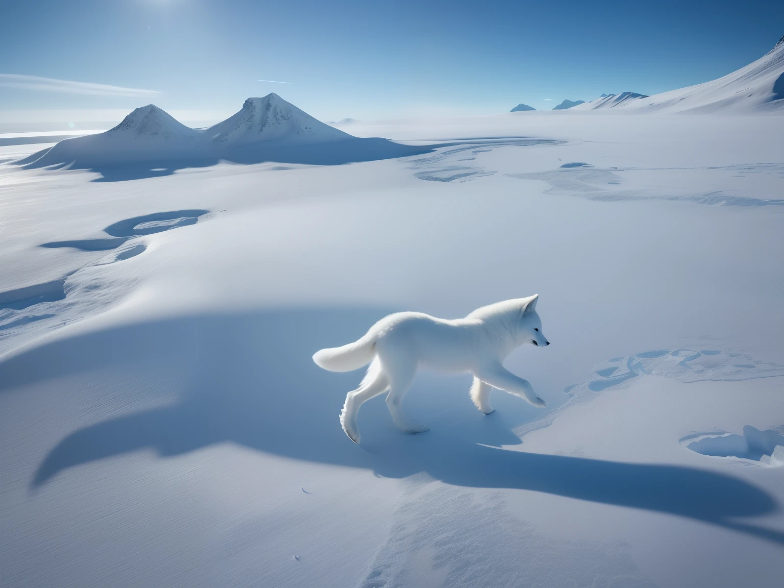 Arctic狐, White fur fox, Arctic, white fur, Flying over the ice, national geographic照片s, national geographic照片, Snow camouflage, snowy Arctic environment, national geographic, national geographic照片graphy, extremely cold，masterpiece