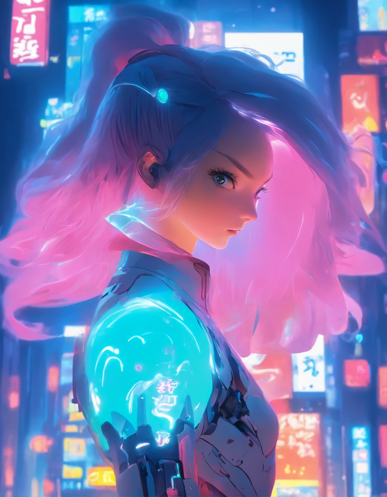 （best quality：1.3），（masterpiece：1.2），16k，level picture quality，future technology，1girl，A Chinese kung fu girl wearing a cyberpunk-style mecha costume，dynamic poses，（glowing electronic screen），（Electronic information flow：1.3），Holographic projection，（Glowing electronic screen on arm：1.2），whole body多线条光条，Luminous text on thigh，（girl pose：1.2），Glowing electronic shoes，whole body，Colored smoke，City blocks，skyscraper，neon lights，