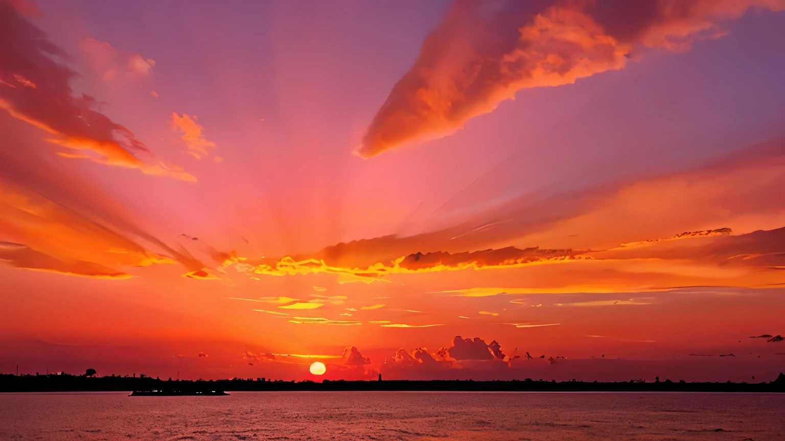 A breathtaking sunset painting the sky in shades of pink, orange, and gold, signaling the end of another beautiful spring day.