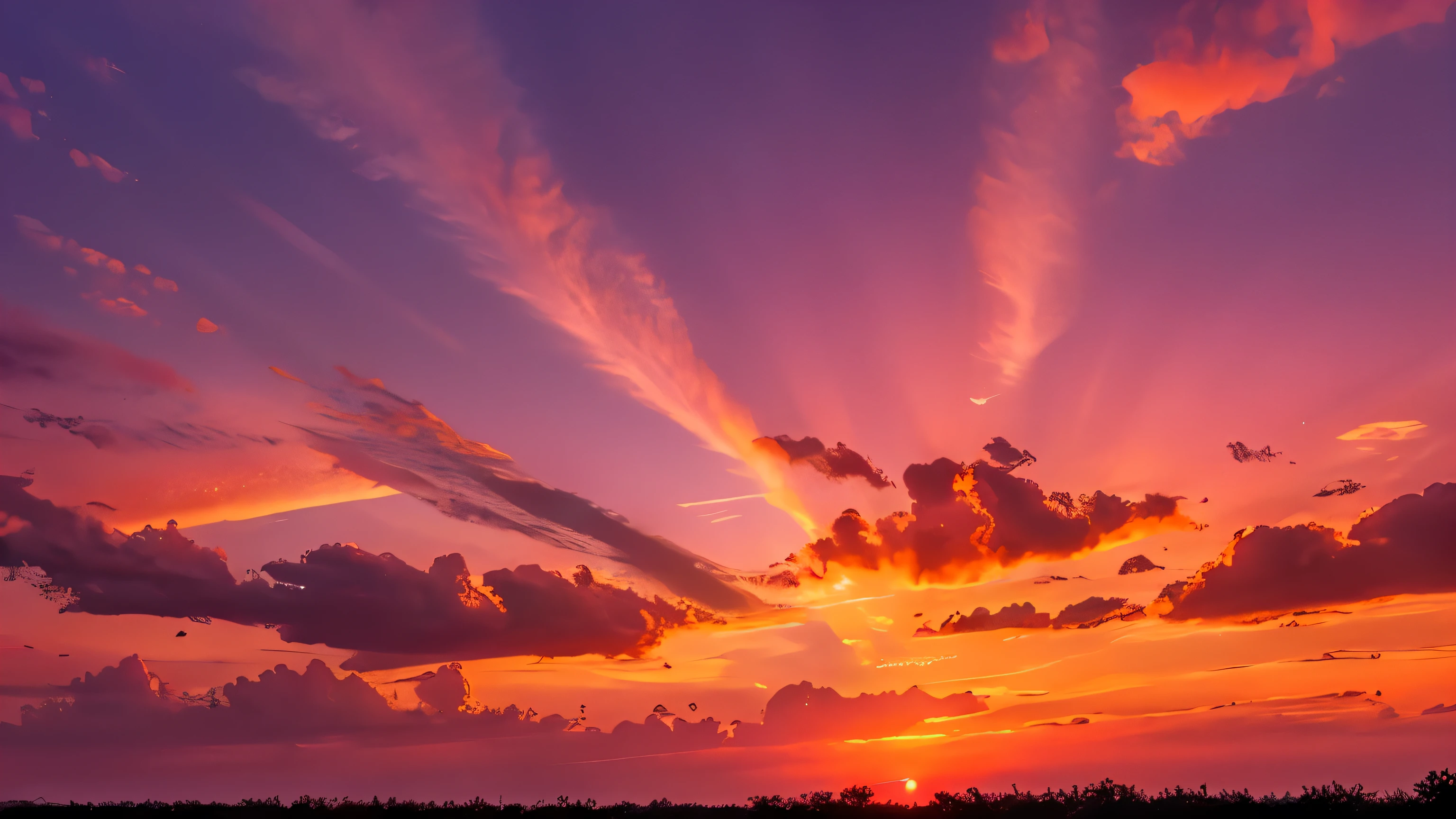 Stunning sunset that paints the sky pink., orange, and gold, Signaling the end of another beautiful spring day..