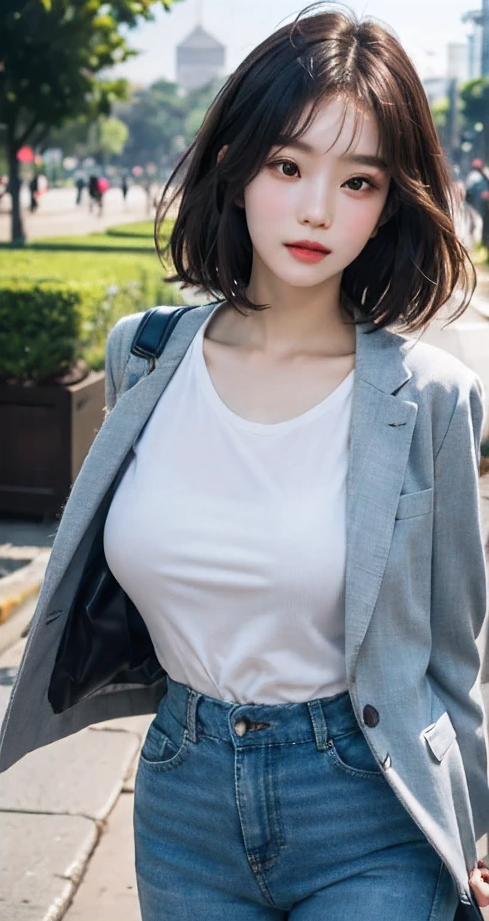 Best Quality Detail:1.2, realisitic, 8K UHD, hight resolution, 1girl in:1.2, The ultra-detailliert, High quality textures, intricate detailes, detaileds, Very detailed CG, High quality shadows, Detail Beautiful delicate face, Detail Beautiful delicate eyes, depth of fields, Ray traching, masterpiece, best quality,ulzzang -6500-v1.1:0.6, pureerosface_v1, Pretty korean Girl, Korean Urzan Face:1.1, milf, 28 year old woman,short neon blue hair,shiny_skin,thin_waist,gigantic breasts,wearing street korean clothes with hot pants, 4K, 8K UHD Full Color RAW Photos, Fuji Film(Medium format:1.2), Hasselblad:1.2, Carl zeiss:1.1, Incredible dynamic range photography(UTIL_Art by Smoose-768:1.1), hight resolution, High pixel count, clear details, crisp image, Natural color reproduction, Noise Reduction, High fidelity, qulity, Software Improvements, Upscaling, Optimized algorithms, Pro-level retouching,crowd:1.1,depth of field,looking at viewer,random sexy pose walking at monas jakarta indonesia, walking at monas jakarta indonesia background