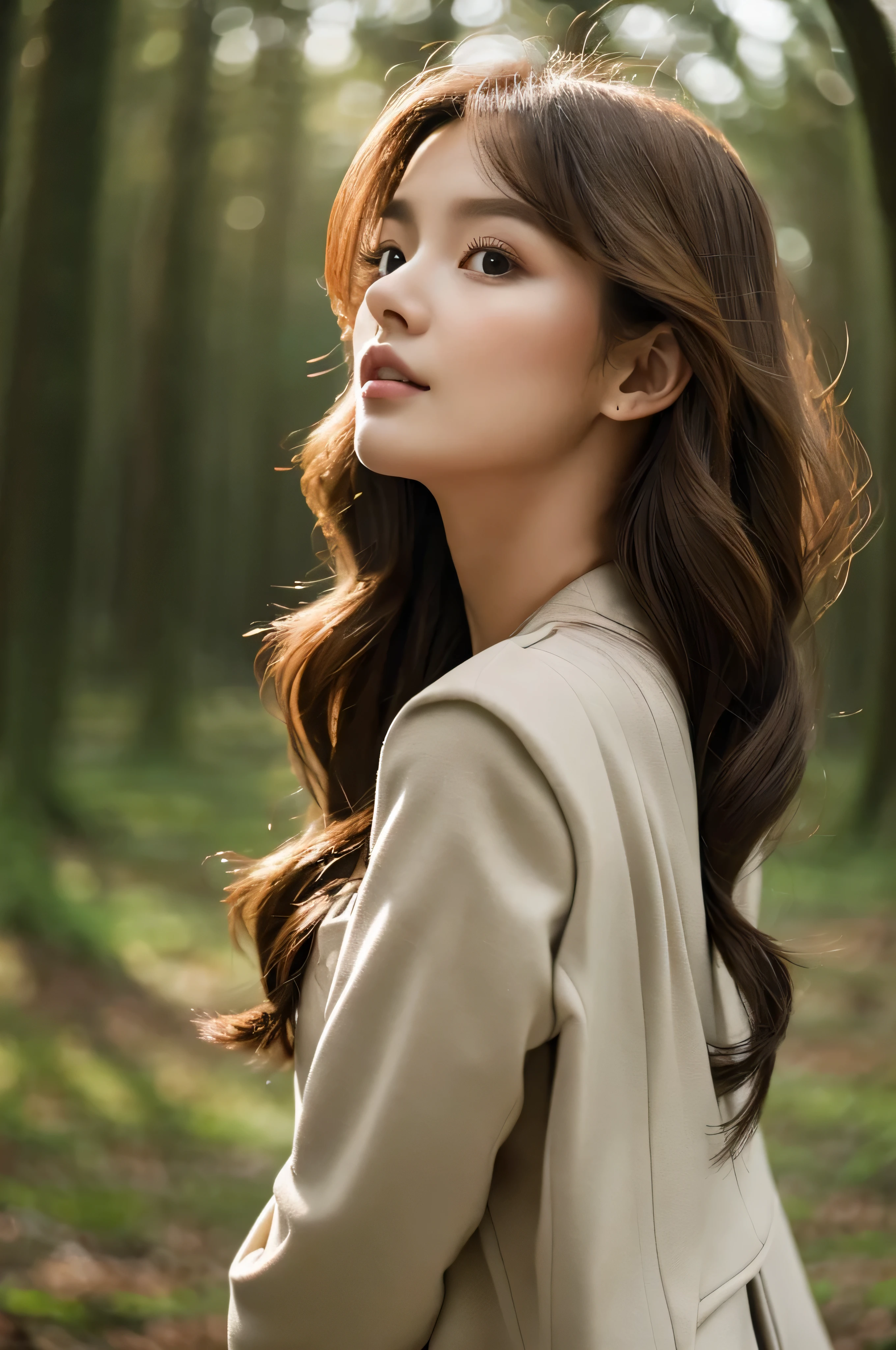 in woods、forest fae、masterpiece、top-quality、solo、(paler:1.04)、(Curta:1.15)And(Curvaceous)femele(flawless skin:1.11)And(teats:1.1)、full body Esbian、Beautiful standing figure、high angle and((Women's Suits:1.3))、(face perfect:1.1)with an intricate(high detal:1.1)Body、covering the navel、hiding breast、covers、eyes up、s lips、wings grow on the back,、Gorgeous brown long wavy hair、photographed by lee jeffries nikon d850 film stock photograph 4 kodak portra 400 camera f1.6 lenses Rich colors Ultra-realistic textures Dramatic lighting Art Station Cinestar 800 Unreal Engine Trends