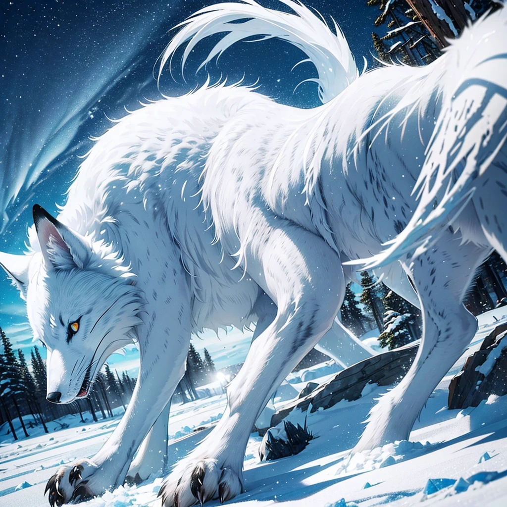 (best quality,ultra-detailed),arctic fox,deep snow,chases,mouse,quick movements,fluffy tail,sharp teeth,intense gaze,white fur,icy blue eyes,freezing wind,subzero temperatures,snow-covered landscape,northern lights,glowing moonlight,harsh winter,icy breath,pristine wilderness,playful jumps,paw prints in the snow,stealthy predator,escape maneuvers,elusive prey,hunting instincts,blizzard conditions,endless white expanse,icy silence,majestic hunter,graceful leaps,ferocious determination,seamless camouflage,cold environment,heart-pounding pursuit,inhospitable terrain.