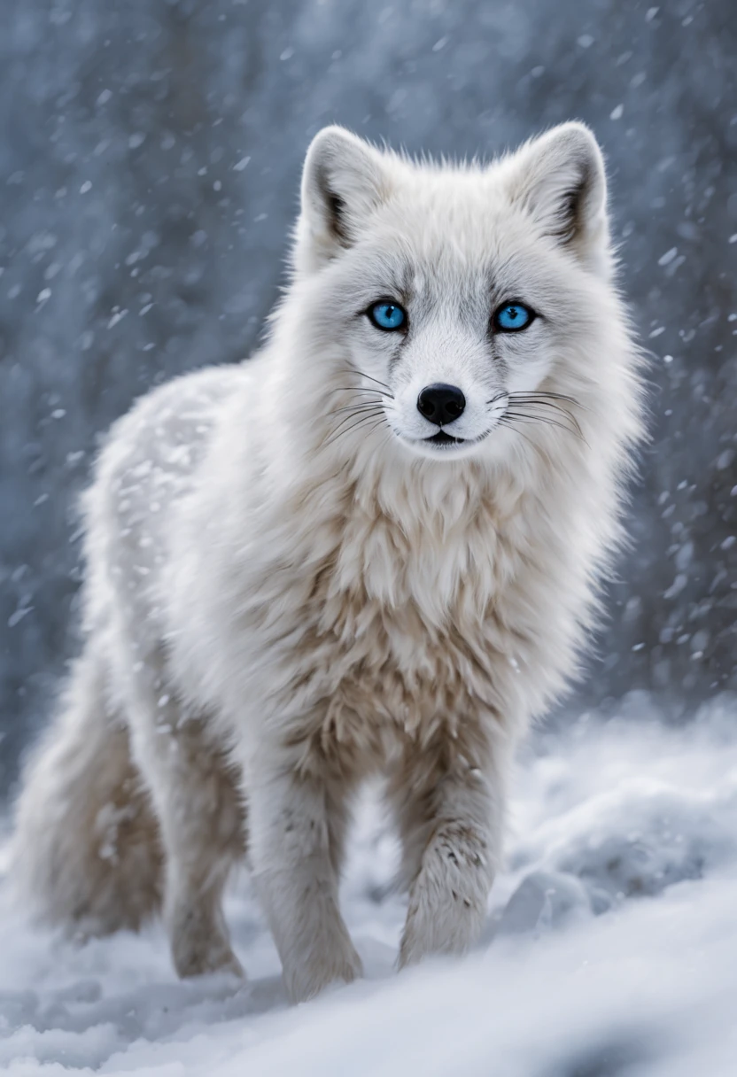 (best quality,ultra-detailed),arctic fox,deep snow,chases,mouse,quick movements,fluffy tail,sharp teeth,intense gaze,white fur,icy blue eyes,freezing wind,subzero temperatures,snow-covered landscape,northern lights,glowing moonlight,harsh winter,icy breath,pristine wilderness,playful jumps,paw prints in the snow,stealthy predator,escape maneuvers,elusive prey,hunting instincts,blizzard conditions,endless white expanse,icy silence,majestic hunter,graceful leaps,ferocious determination,seamless camouflage,cold environment,heart-pounding pursuit,inhospitable terrain.