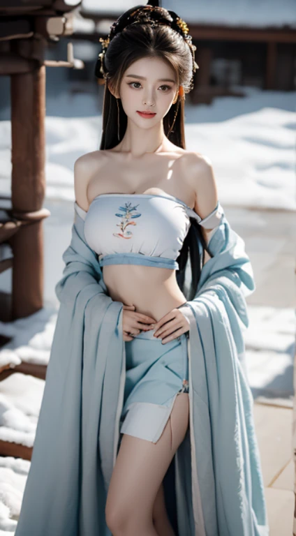 best picture quality,Very detailed,extremely high resolution,perfect body proportions,Works by top photographers。Beautiful Hanfu girl,long eyelashes,big eyes,shining eyes,lying silkworm,plump lips,small nose,a happy expression,Sweet,Exquisite makeup,full-body shot,snow White, Jade legs are thin and straight,snow white skin,White embroidered skirt,necklace,Show long legs,lace,Sweet,long hair flying,best quality,masterpiece,full-body shot,facial focus,The bust is very prominent,thin waist,snow white belly,belly button,imagine,Seven-part photoshoot model: Hanfu, CFG scale: 7, Laura: future fashion(0.4)、rainbow(0.4)、martial arts(0.2)、Asian face woman-2(0.4)、poetic fairy tale(0.01),Swinging Breasts Puffy Clothes、I can see cleavage、shining body、The body is already soaked,8k resolution,perfect hands,full body shot,Exquisite facial features,is a perfect face