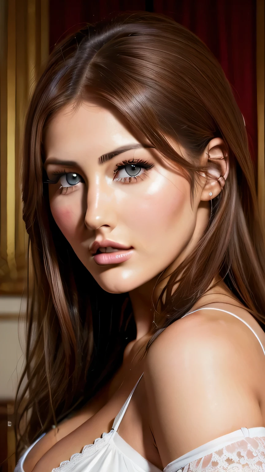 Lucy Pinder, portrait, smiling, voluptuous, ((Very intense makeup)), Adele, singing