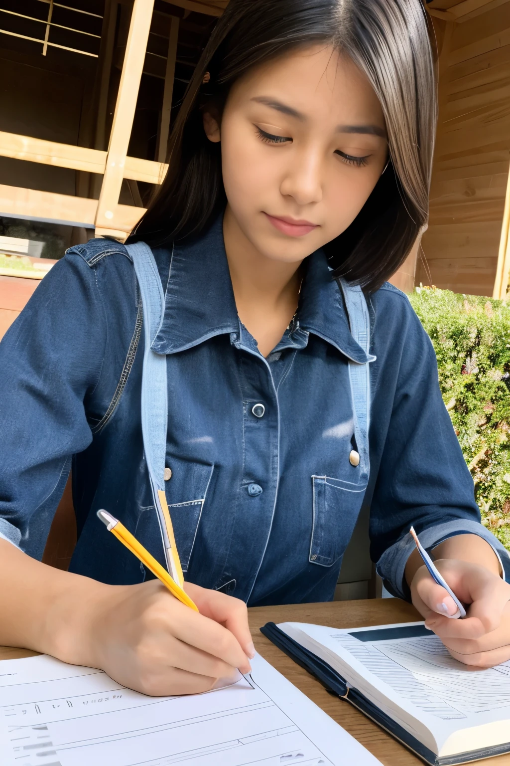 Construction,homework,woman,frontage,