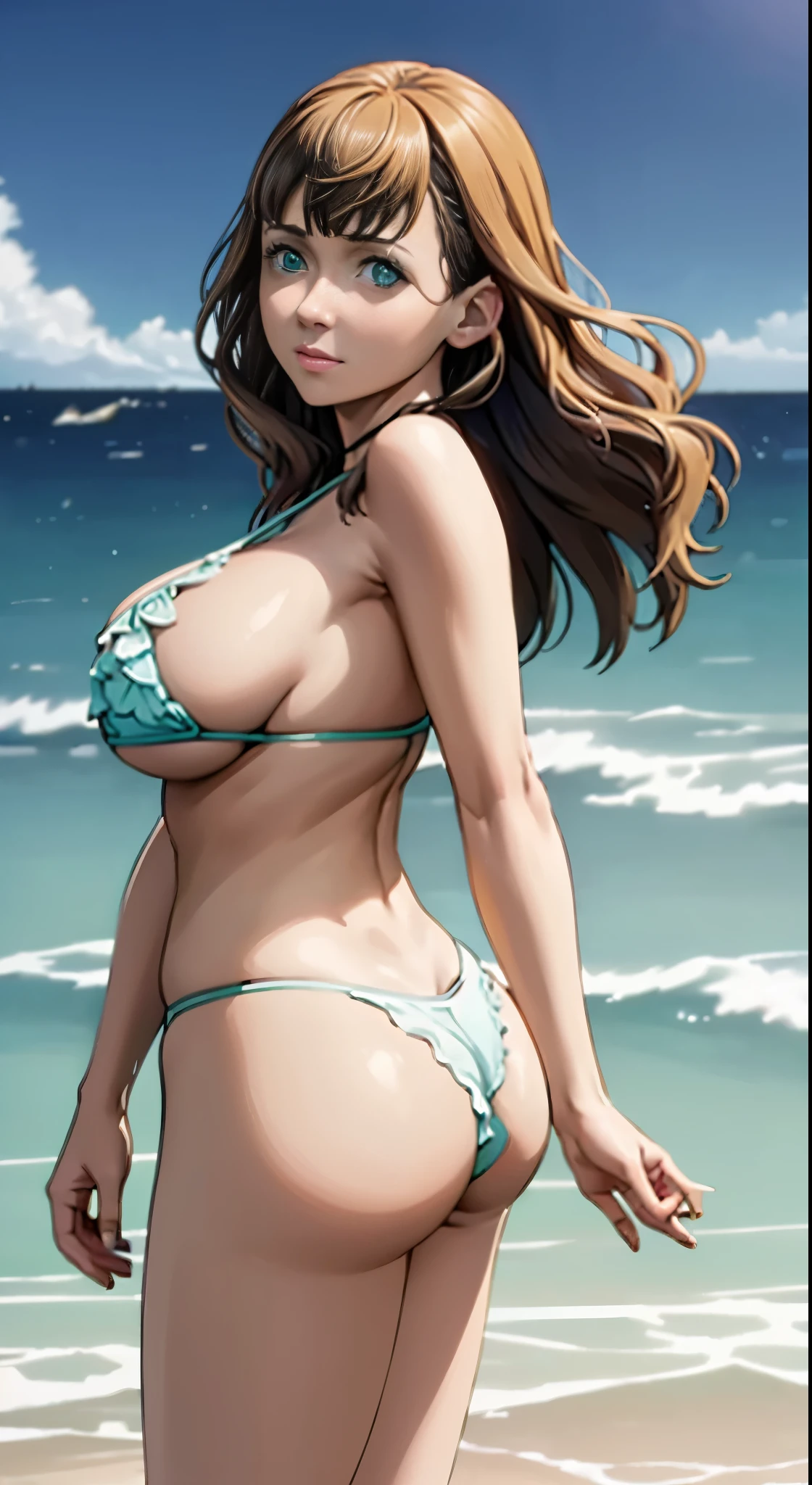 (obra maestra, Vibrante escena de playa:1.2), (fubuki:1.5) , (Enjoying a sunny day:1.1), (con un bikini blanco de tanga:1.4), (Well-endowed bust and curvilinear melt:1.4) , (cuerpo proporcional a pesar de su baja estatura:1.1), (Photograph taken from behind to highlight your buttocks:1.5) , (Slowly turning to look at the camera:1.2), (playful expression:1.1), (capturando su belleza y confianza:1.1), (Ambiente junto al mar:1.1), (Refreshing ocean waves:1.1) hiperdetallado, detalles locos, bellamente graduado de color, motor irreal, DOF, Super-Resolution,Megapixel, Cinematic Lightning, Antialiasing, FKAA, TXAA, RTX,SSAO,Procesamiento posterior, Post Production, Mapeo de tonos, ..cgi, VFX, SFX, insanely detailed and intricate , Hiper maximalista, hiperrealista, volumetic, fotorrealista, Ultra Fotorrealista, ultra detallado, Detalles intrincados,8k, Super detailed , a todo color, volumetric illumination, HDR, realista, motor irreal, 16k, sharp focus. Renderizado de octanaje