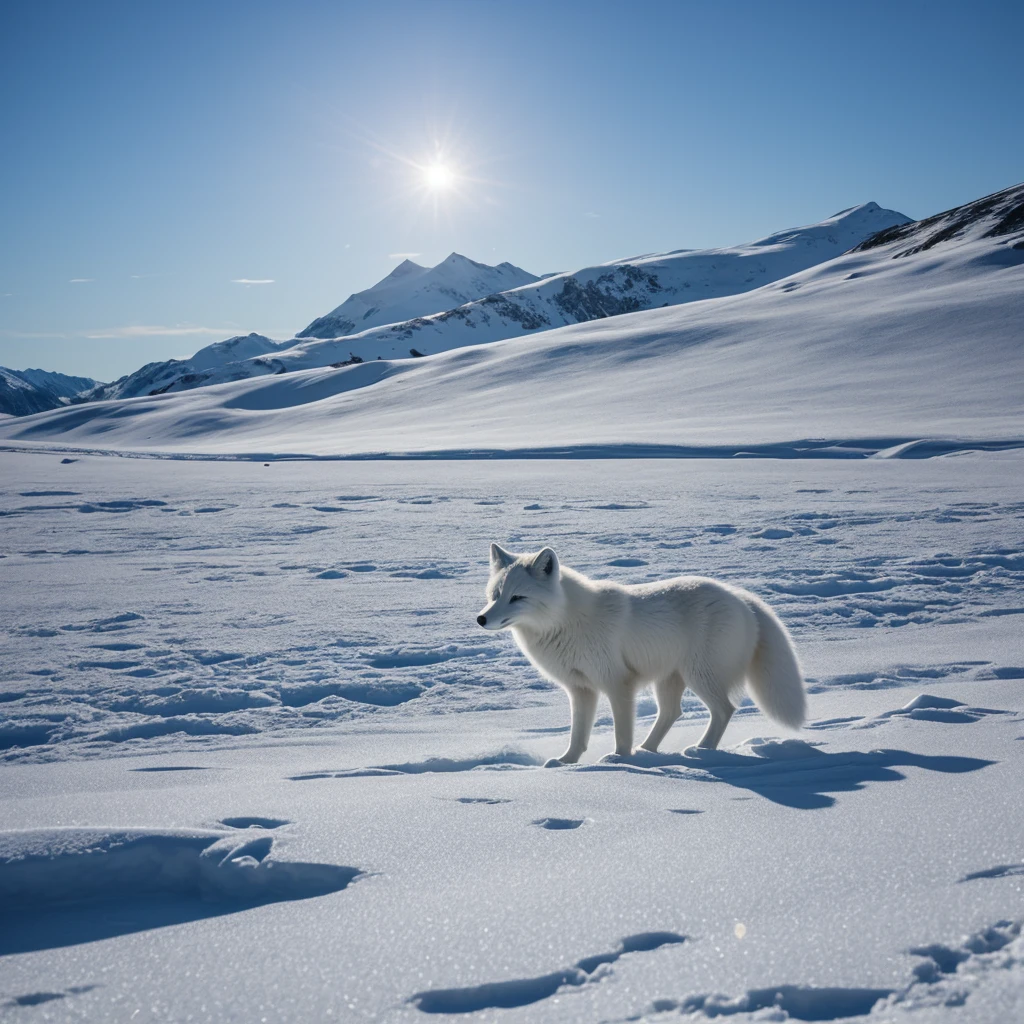 (best quality,ultra-detailed),arctic fox,deep snow,chases,mouse,quick movements,fluffy tail,sharp teeth,intense gaze,white fur,icy blue eyes,freezing wind,subzero temperatures,snow-covered landscape,northern lights,glowing moonlight,harsh winter,icy breath,pristine wilderness,playful jumps,paw prints in the snow,stealthy predator,escape maneuvers,elusive prey,hunting instincts,blizzard conditions,endless white expanse,icy silence,majestic hunter,graceful leaps,ferocious determination,seamless camouflage,cold environment,heart-pounding pursuit,inhospitable terrain.