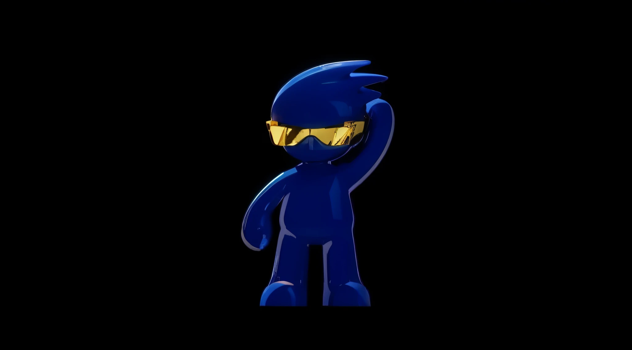 Octane,Three-dimensional IP image,blue body,Gold-tone glasses,3D effect,Light background,clear