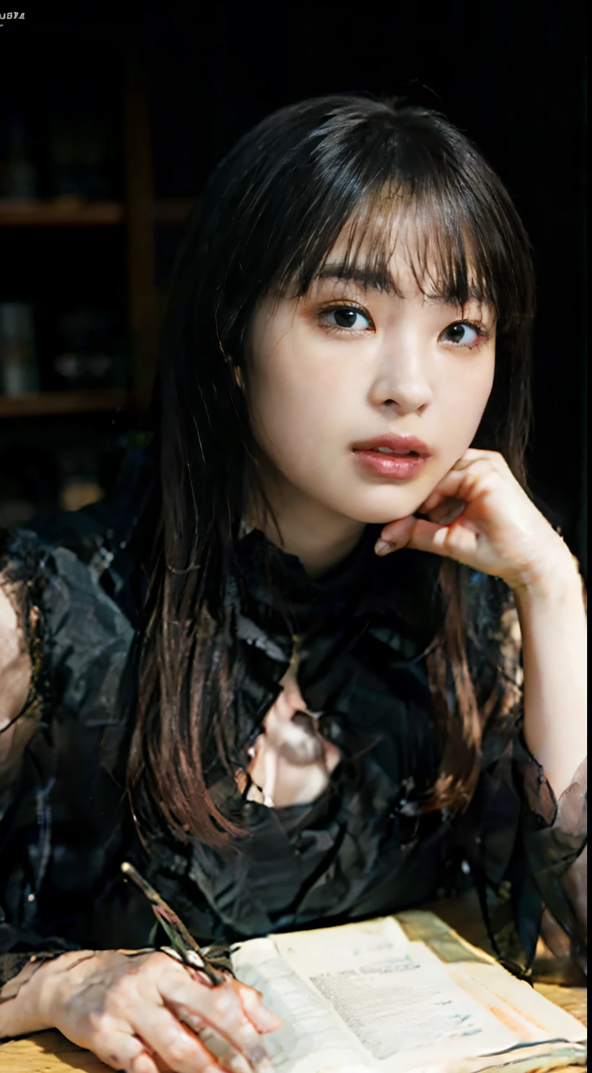 (Highest quality,8k,32K,masterpiece,Ultra-high resolution:1.2),Beautiful Japanese women in photos,Big cleavage,Very short bob hair,Upper Body,Face Focus,Extra Large_sweater,Choker Necklace,Simple Background,From the above,View your audience,stage,Half-open mouth、Embarrassed look、blush:2.0, saggy breasts, big tit, open clevage