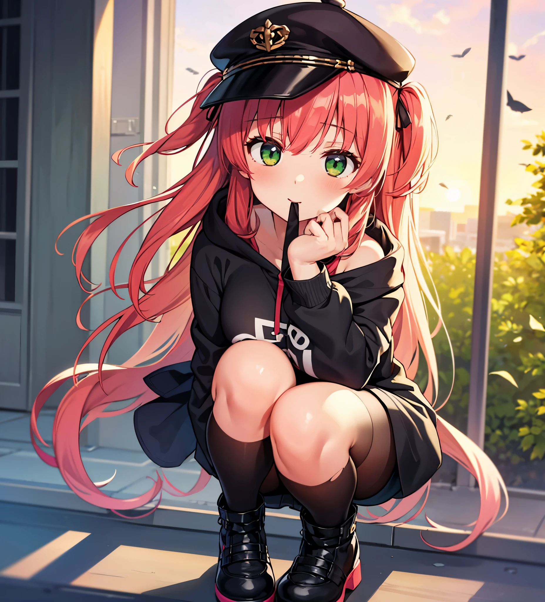 1 girl, alone, scarf, skirt, pantyhose, have, long hair,白いshoulder hoodie , outdoors, eyebrows visible through hair, looking at the viewer, , blush, , bangs,, ,, dutch angle, sneakers,, green skirt,, green eyes, , Are standing,, clothes,, small mouth, white,sunrise sky, 黒い🧢を被った女の子, bare ,cute,cute, ung girl, alone, side up short hair, pixie cut, bangs, hair ornaments, Eyes,, close view, From Adobe, Severe,, big breasts, 壊す sunrise skyの背景、green eyes、Silky delicate pale red hair、ラップskirtを着ている幼女、Kyoani style、mouth slightly open、白いshoulder hoodieを着ている女の子、Shiny and beautiful shoulders、very cute girl、shoulder hoodie、白いshoulder hoodie、girl wearing a hoodie that shows off her shoulders、鈍bangs、A delicate girl with pale red hair、A girl who puffs out her cheeks a little、A delicate girl with pale red hair、A girl with beautiful contours and very shiny shoulders.、A girl with beautiful breasts that are much larger than the average person.、A girl wearing cute fold-in long boots、A girl holding the brim of a black hat with a beautiful contour and very shiny shoulders、A girl trying to show off her shining shoulders、艶のあるとてもきれいなA girl trying to show off her shining shoulders、Girl wearing a black street style hat、A girl feels that her breasts are getting very big、A hoodie that was torn at the chest area by my own breasts.、A girl with beautiful breasts that are very large and have a shiny outline.、A girl with beautiful contours of her cleavage and breasts that have grown enormously.、The clothes around my chest are torn because they can't handle the size of my breasts.、Very large breasts with a beautiful glossy outline are tearing through the clothes.、The clothes around the chest exploded, exposing the chest.、Torn pieces of clothing are flying around my chest.、A girl with beautiful breasts that are much bigger than me、A torn hoodie、My clothes around my chest are torn off.、Shy girl、Girl with breast size ZZZ cup