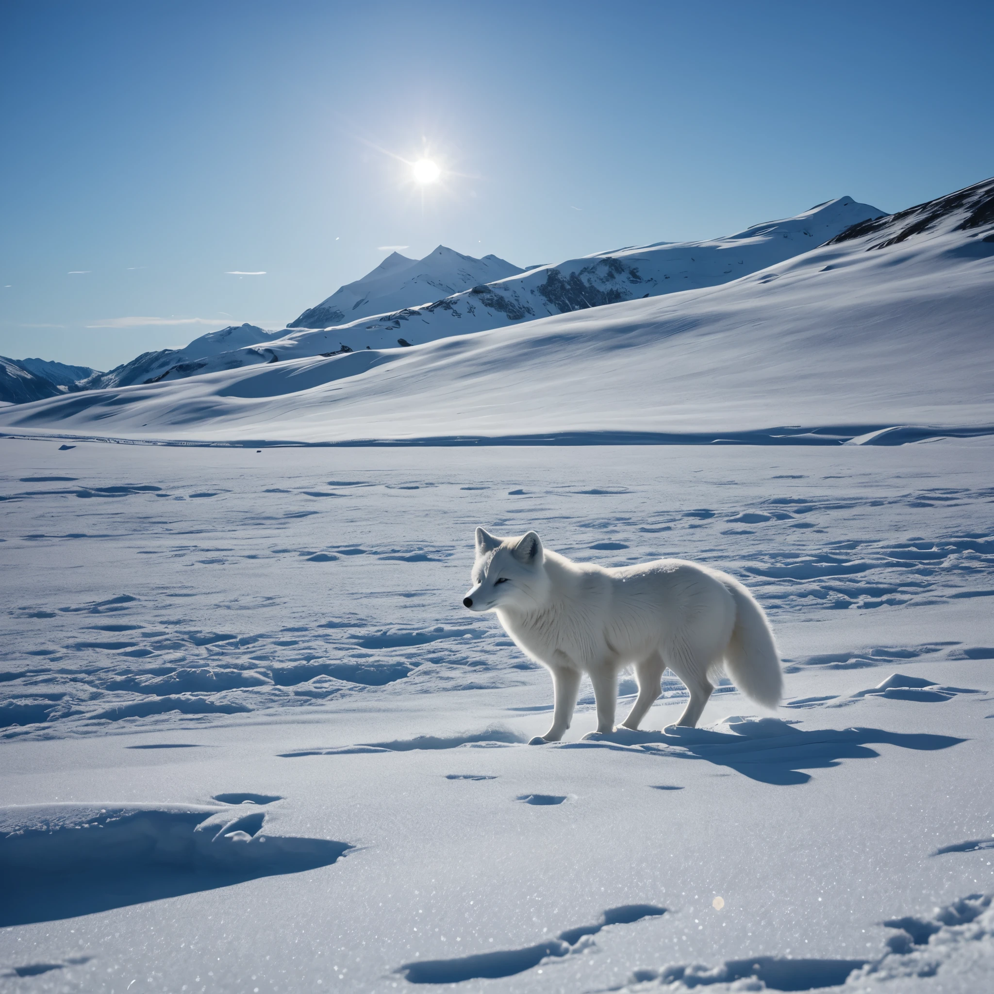 (best quality,ultra-detailed),arctic fox,deep snow,chases,mouse,quick movements,fluffy tail,sharp teeth,intense gaze,white fur,icy blue eyes,freezing wind,subzero temperatures,snow-covered landscape,northern lights,glowing moonlight,harsh winter,icy breath,pristine wilderness,playful jumps,paw prints in the snow,stealthy predator,escape maneuvers,elusive prey,hunting instincts,blizzard conditions,endless white expanse,icy silence,majestic hunter,graceful leaps,ferocious determination,seamless camouflage,cold environment,heart-pounding pursuit,inhospitable terrain.