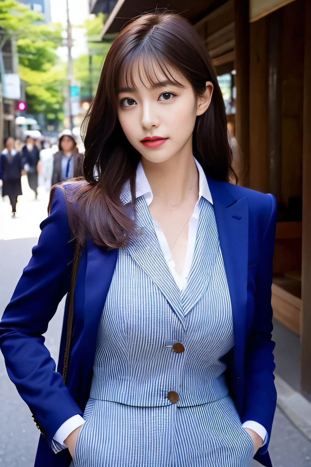 A tall and slender beauty、beauty of suit、big breasts、undershirt、cool beauty、career woman、Beautiful Japan、