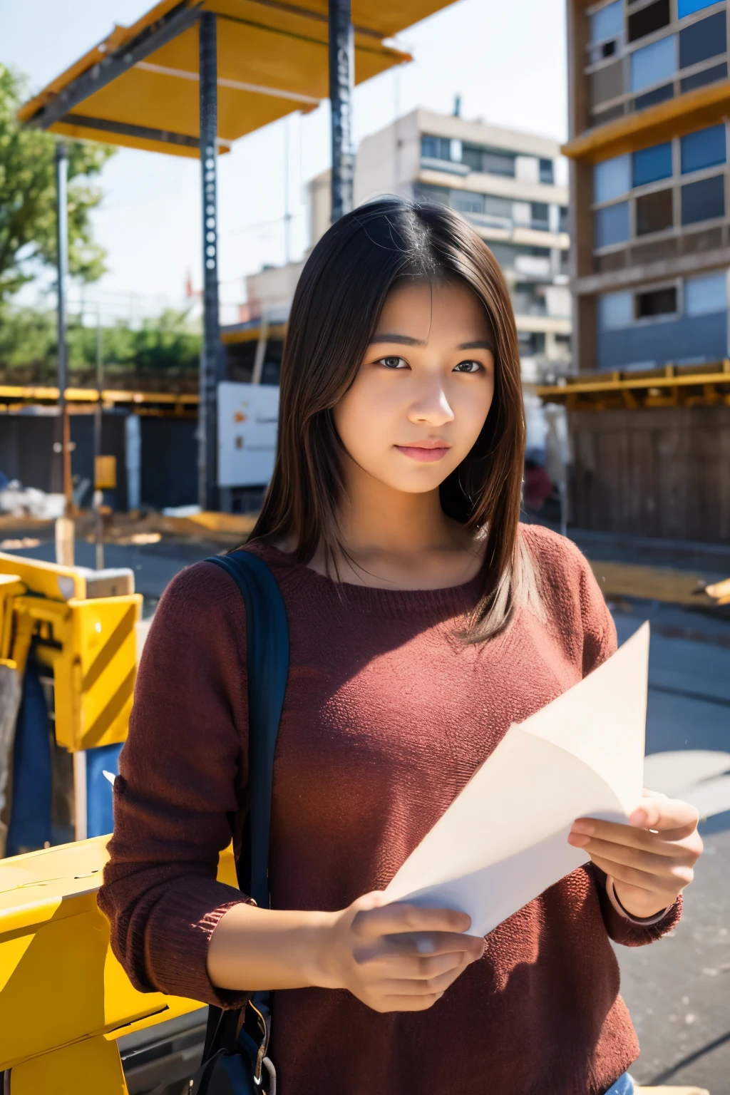 Construction,homework,woman,frontage,